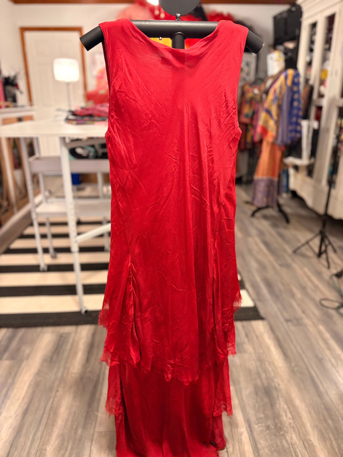 Scarlett Silk Ruffle Knit Maxi Dress One Size Fits Small to XL 2-14