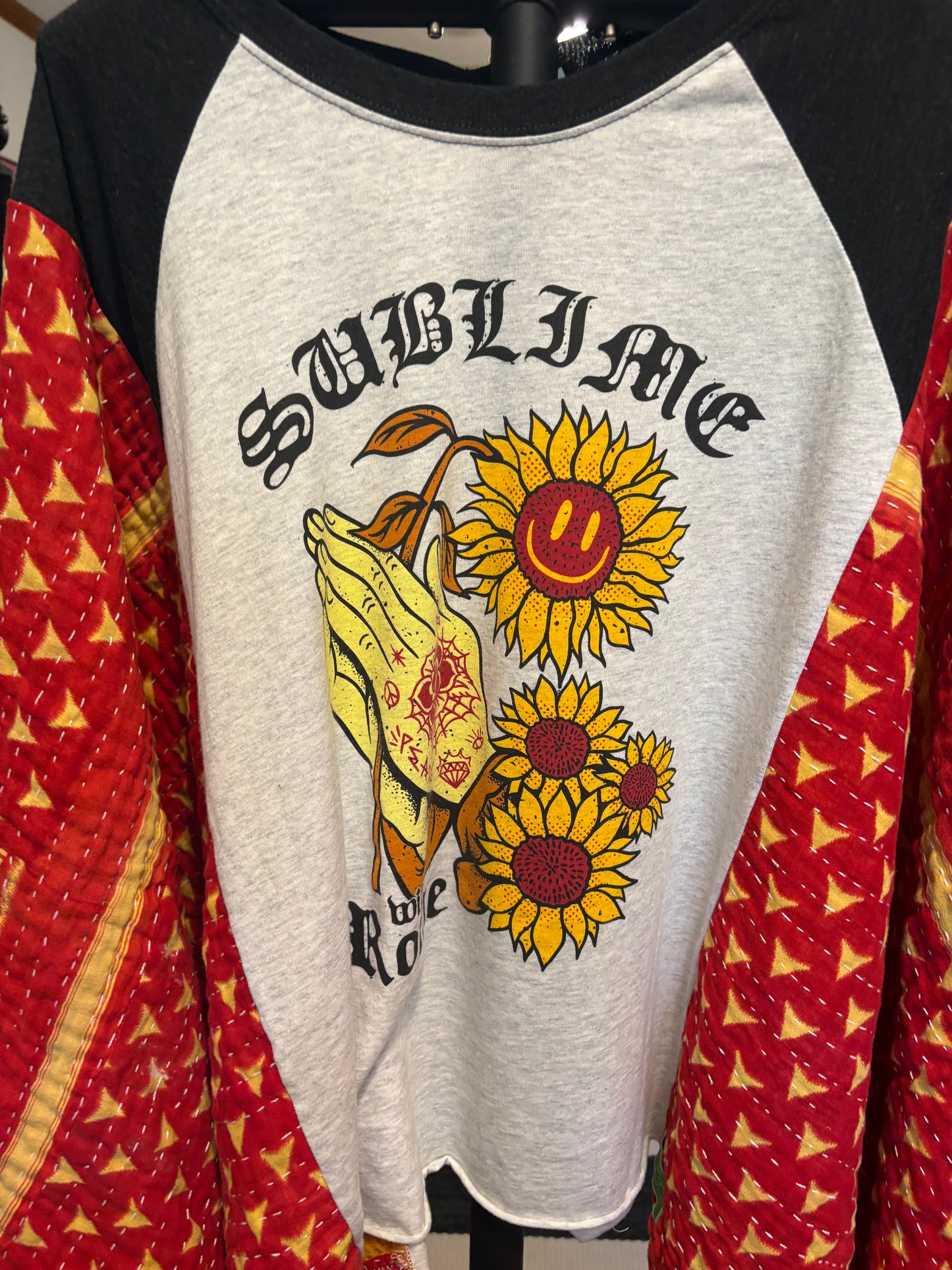 Sublime Upcycled Vintage Kantha Poncho Tee Fits A Small to XXL