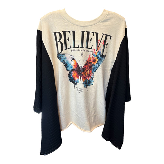 Believe Upcycled Drop-Sleeve Tee One Size Fits a Small to XXL