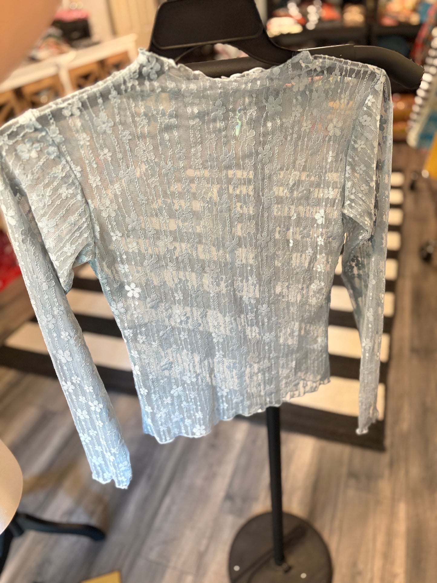 Beautiful Blue Mesh Top