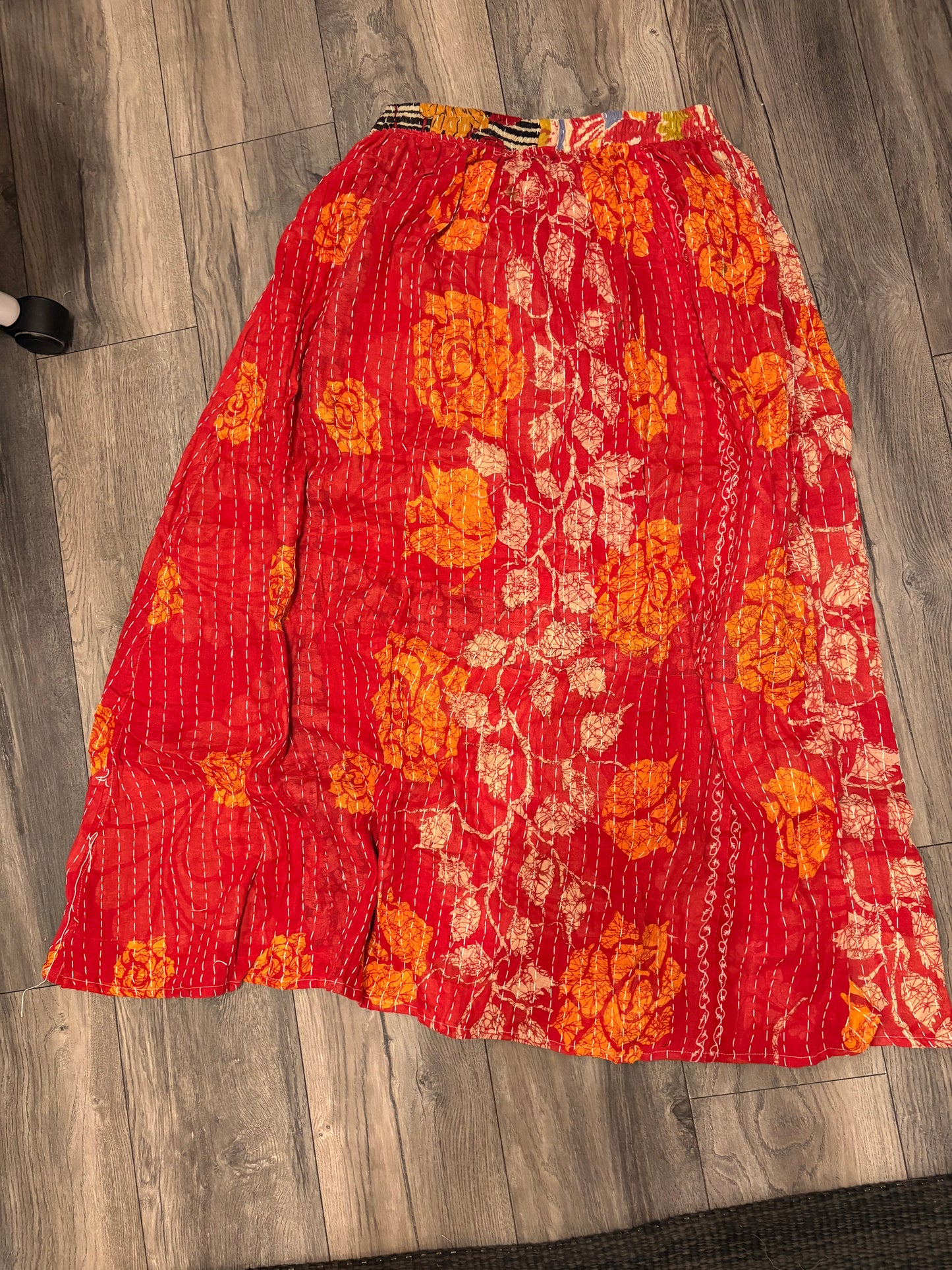 Sally Women Vintage Kantha Quilt Cotton Reversible Skirt One Size Fits Size 4-16