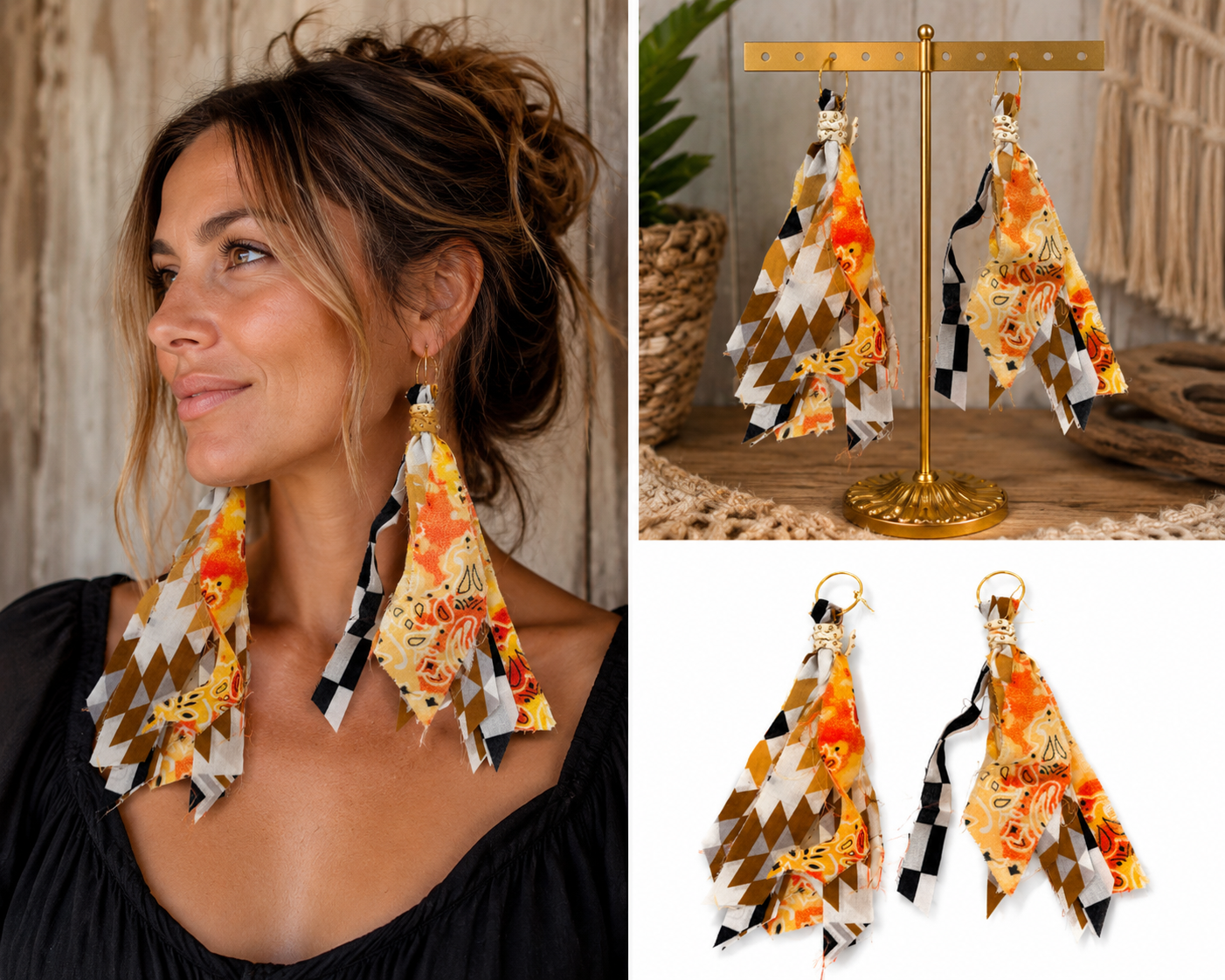 Emma Bandana Tassel Earrings