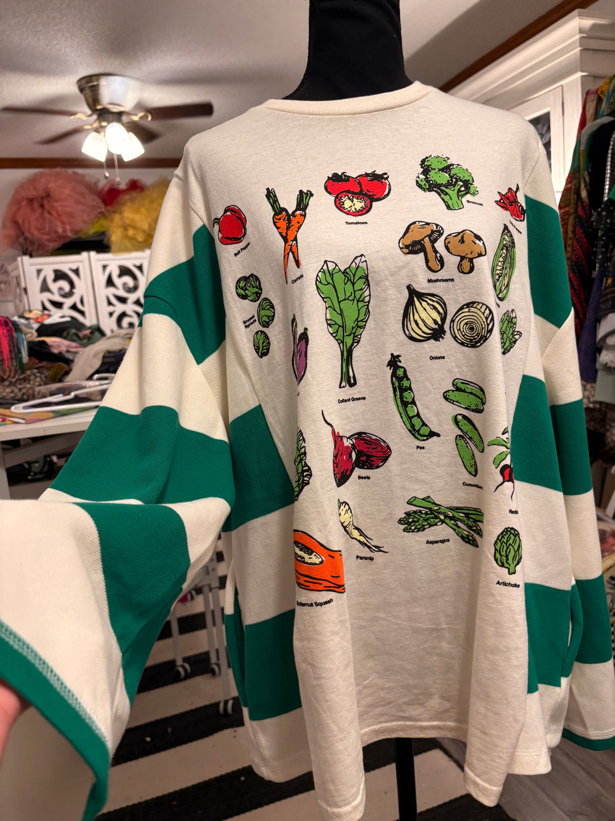 Veggie Striped Sweatshirt Tee One Size fits a Small to XXL