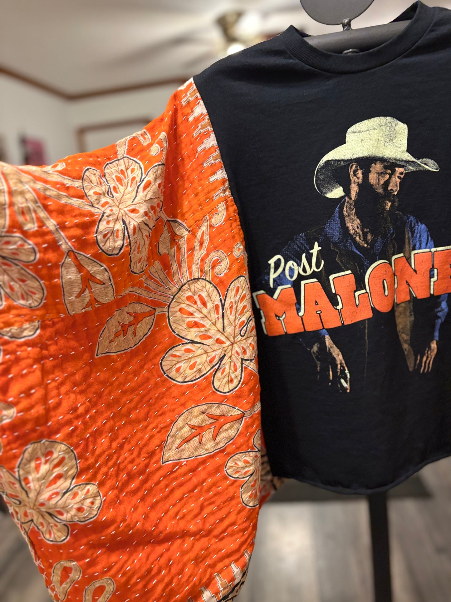 Post Malone Upcycled Vintage Kantha Poncho Tee One Size Fits a Small to XL