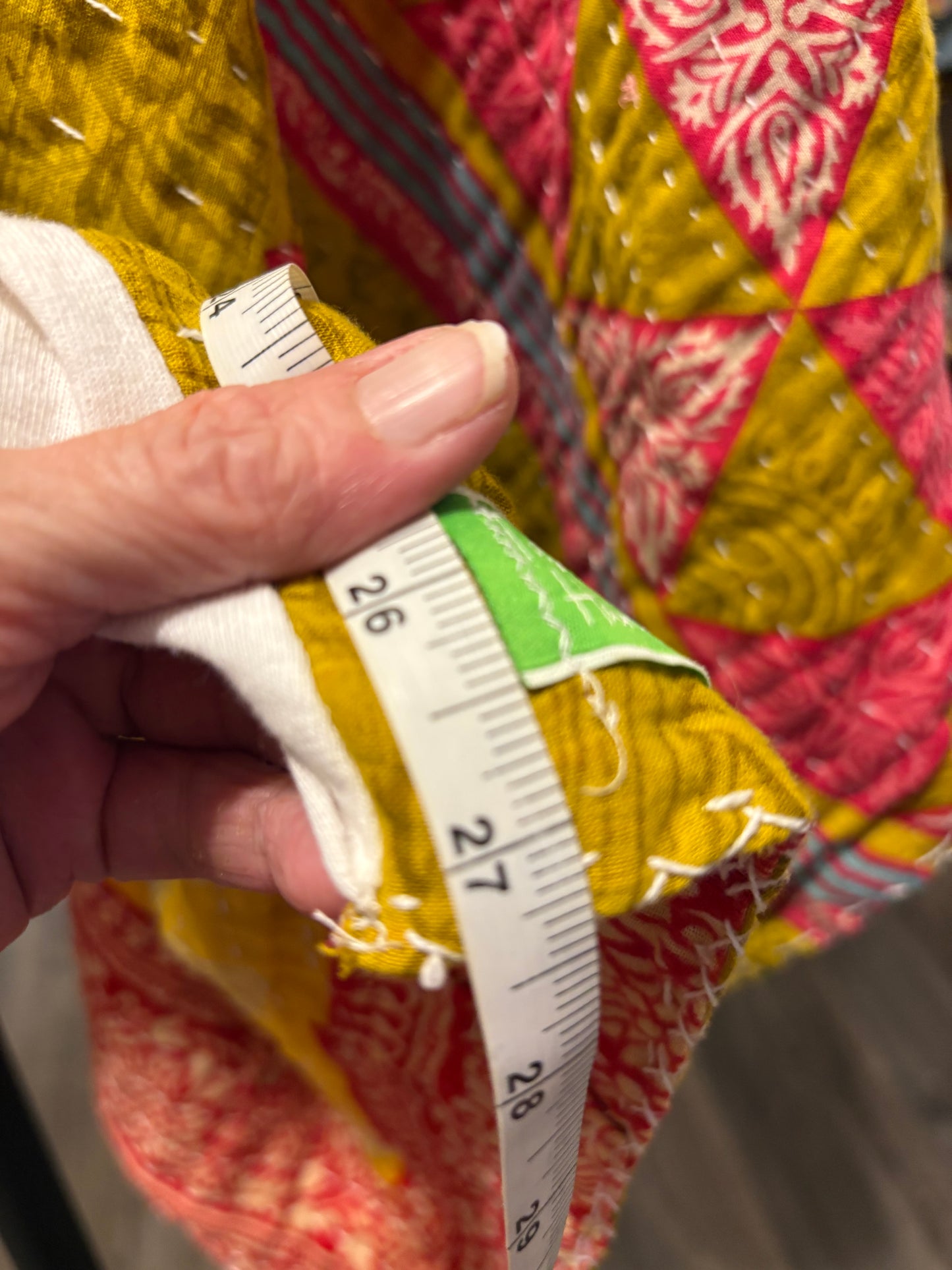 Merry and Bright Upcycled Vintage Kantha Poncho Tee Fits A Size Small to 3X