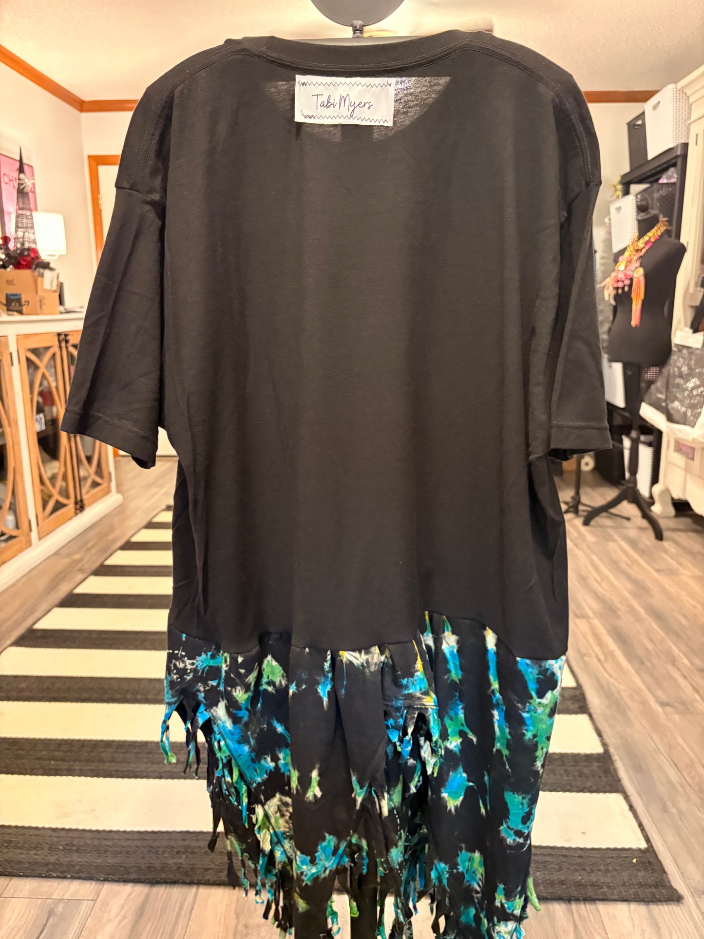Bobby Upcycled Fringed Bottom Tee Dress Fits a Small to XXL