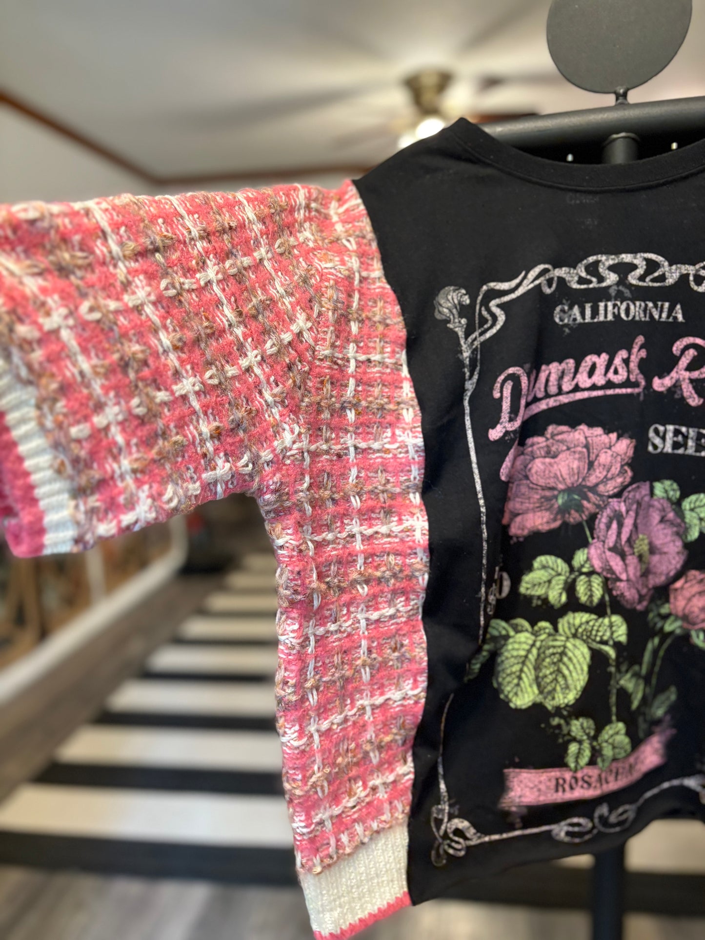 Damask Rose Upcycled Tee One Size Fits a Small to XL
