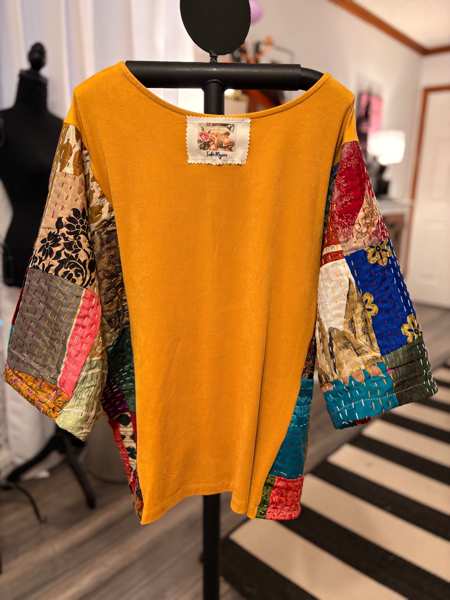 Lisa Silk Kantha Sleeve Poncho One Size Fits a Small to XL