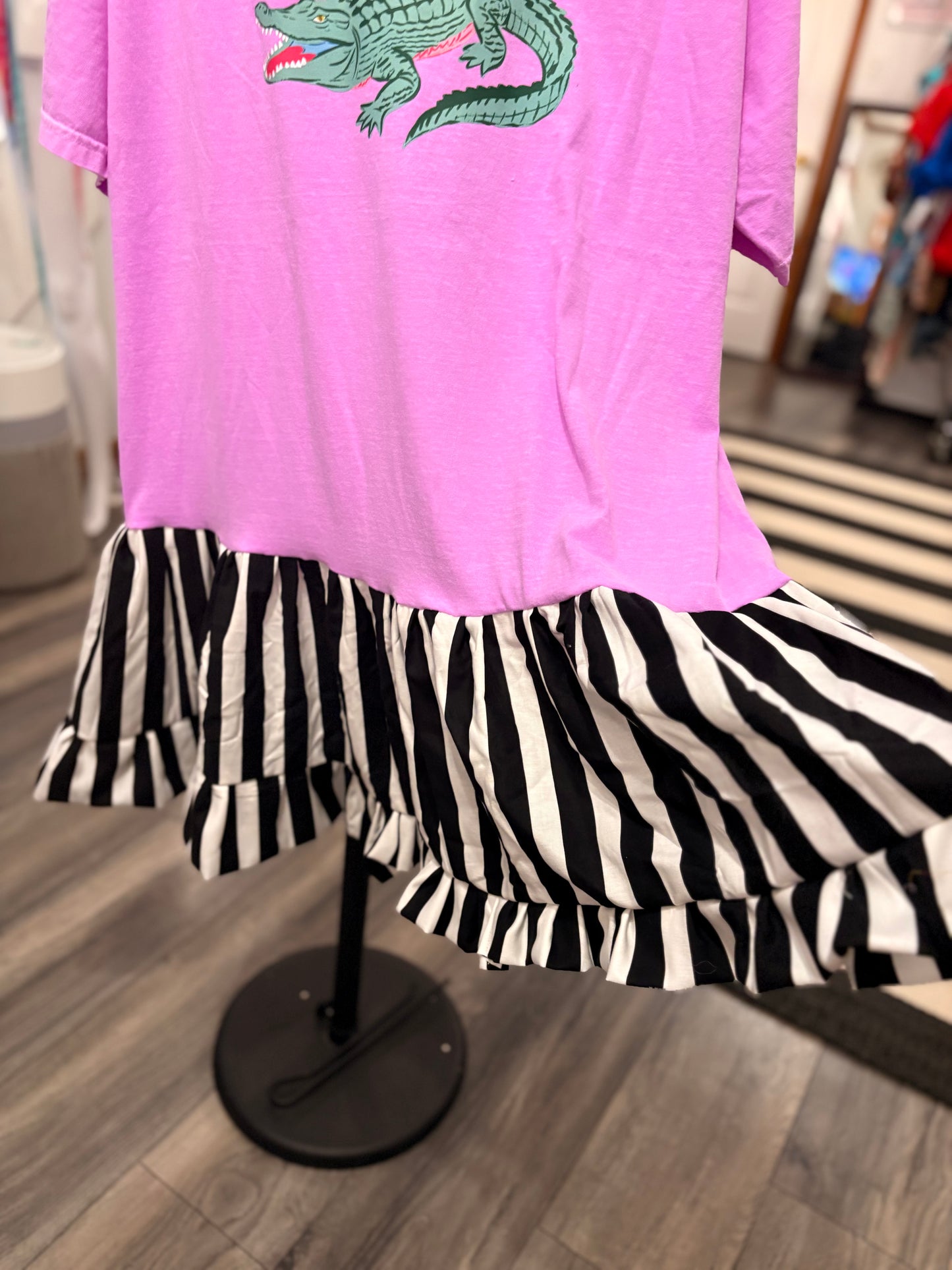 Gator Upcycled Ruffled Tee Dress Fits a Small to 2X