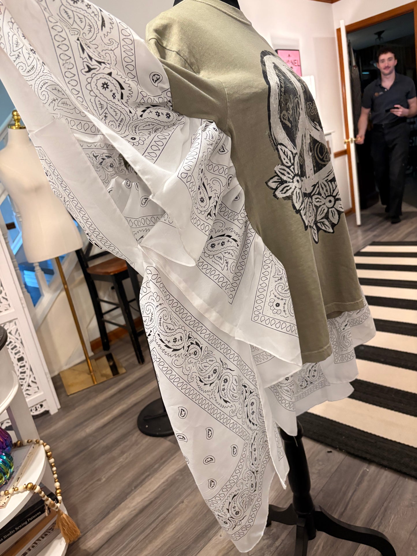 Peace Bandana Ruffle Hi/Lo Tee Fits a Small to XL