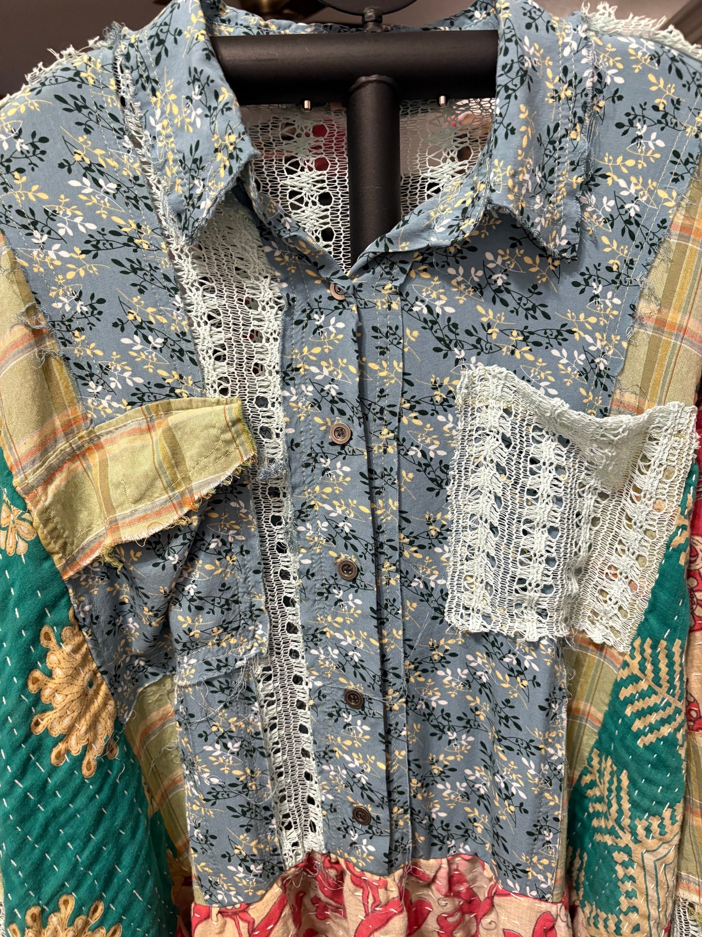 Ophelia Upcycled Vintage Kantha Dress/Long Shirt One Size Fits Most