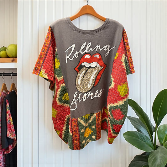 The Stones Upcycled Kantha Dress Fits a Small to XXL Super Oversized