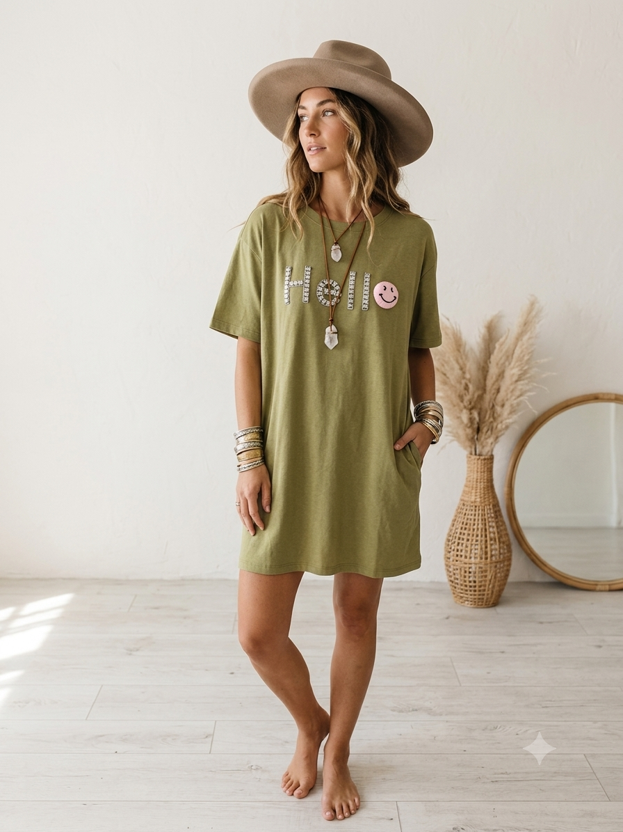 Hello Olive Tee Dress Large