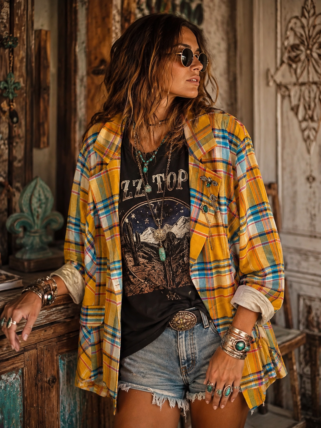 Dulce Plaid Peplum Jacket by Aratta
