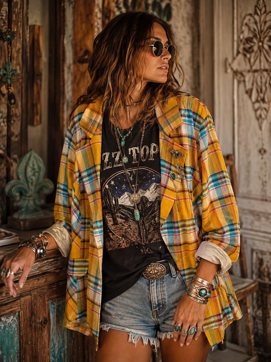 Dulce Plaid Peplum Jacket by Aratta