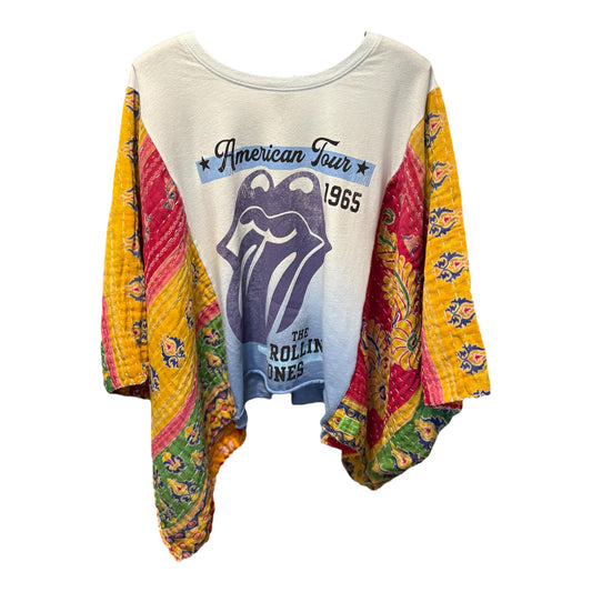 1965 Stones Tour Upcycled Vintage Kantha Poncho Tee Fits A Size Small to XXL
