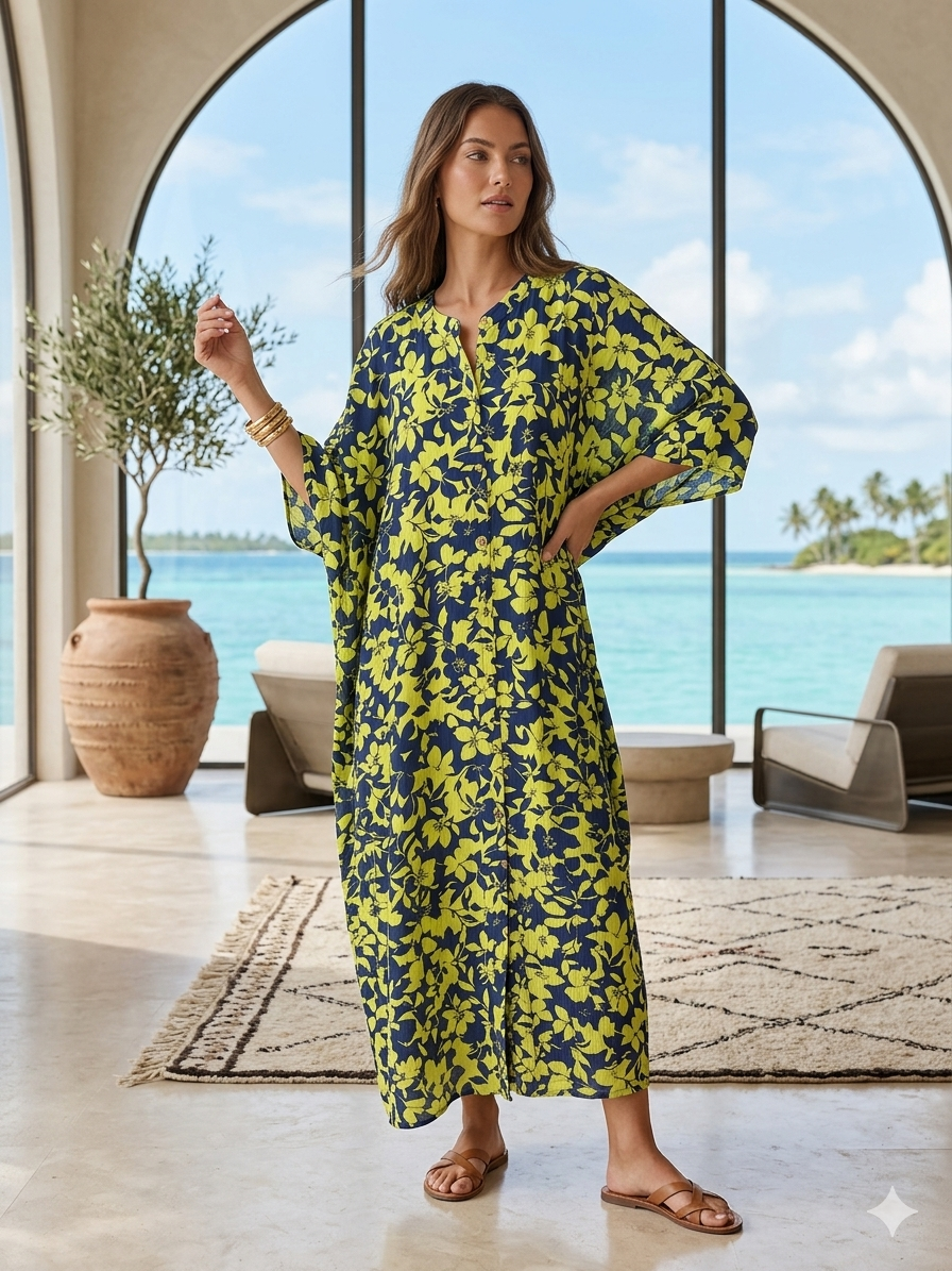 Electric Green Button Down Duster/Dress