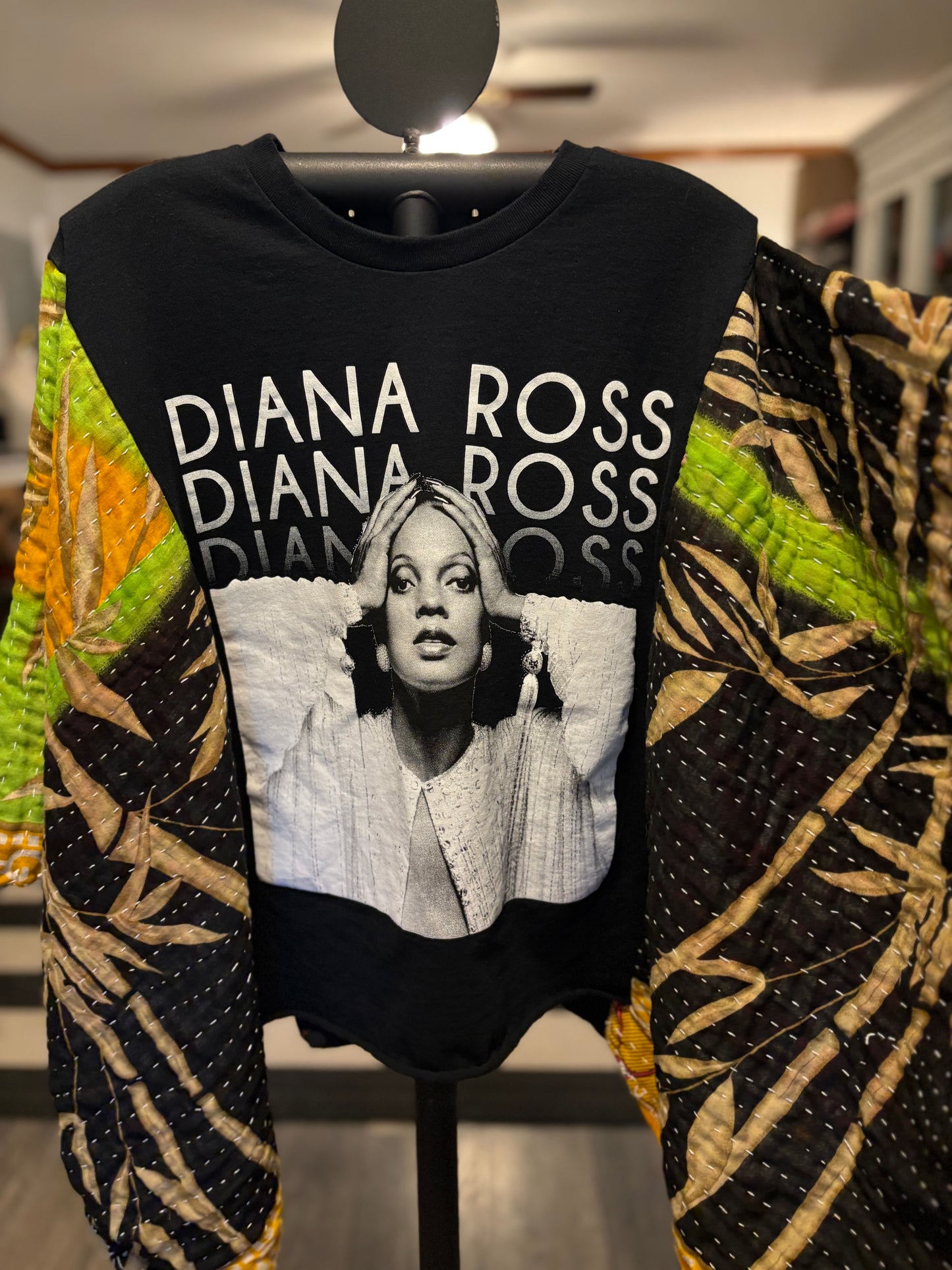 Diana Ross Upcycled Vintage Kantha Poncho Tee Fits A Small to XL
