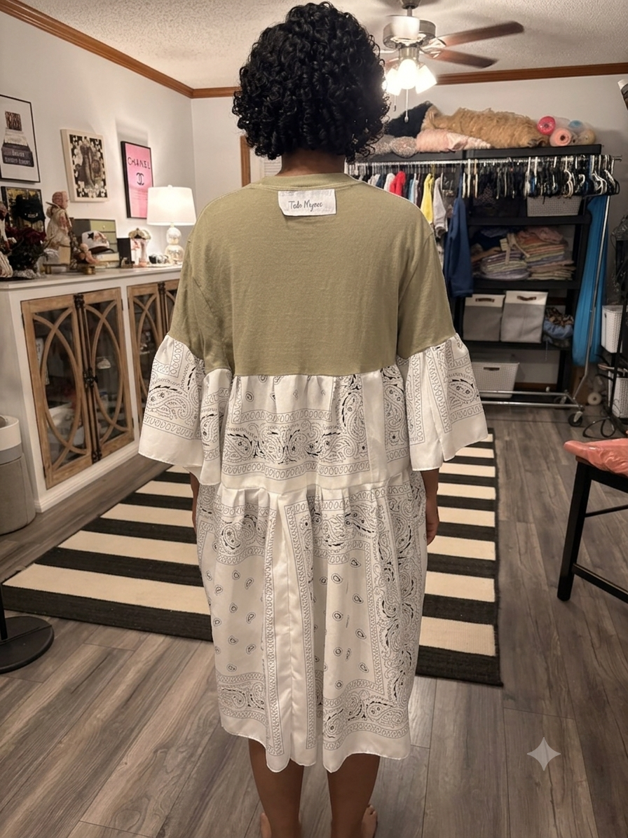 Peace Bandana Ruffle Hi/Lo Tee Fits a Small to XL