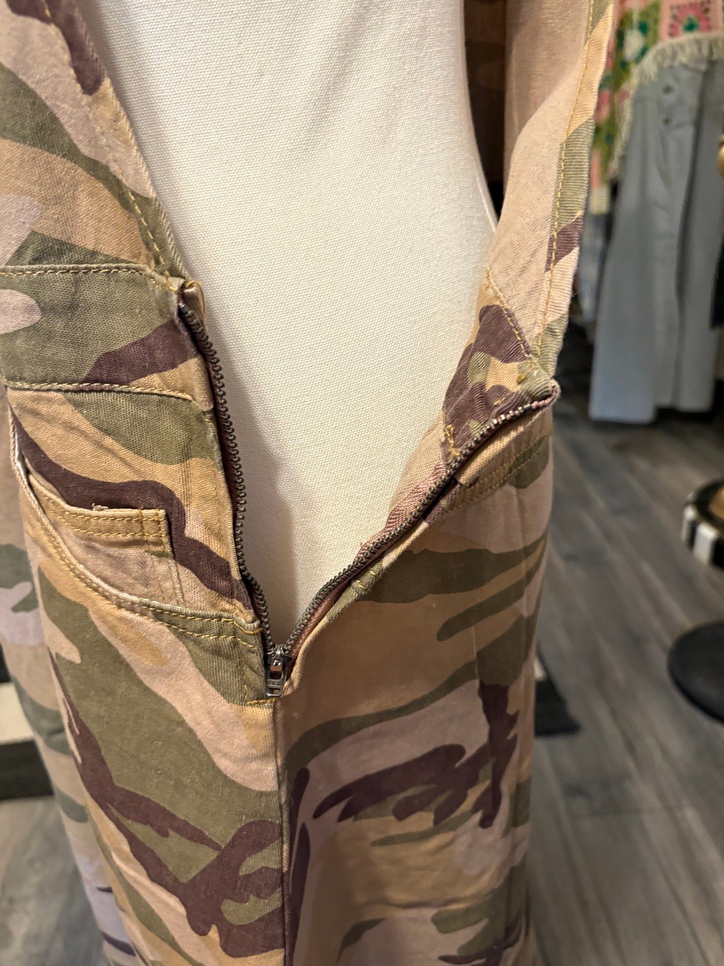 Beige Camo Overall Maxi Dress