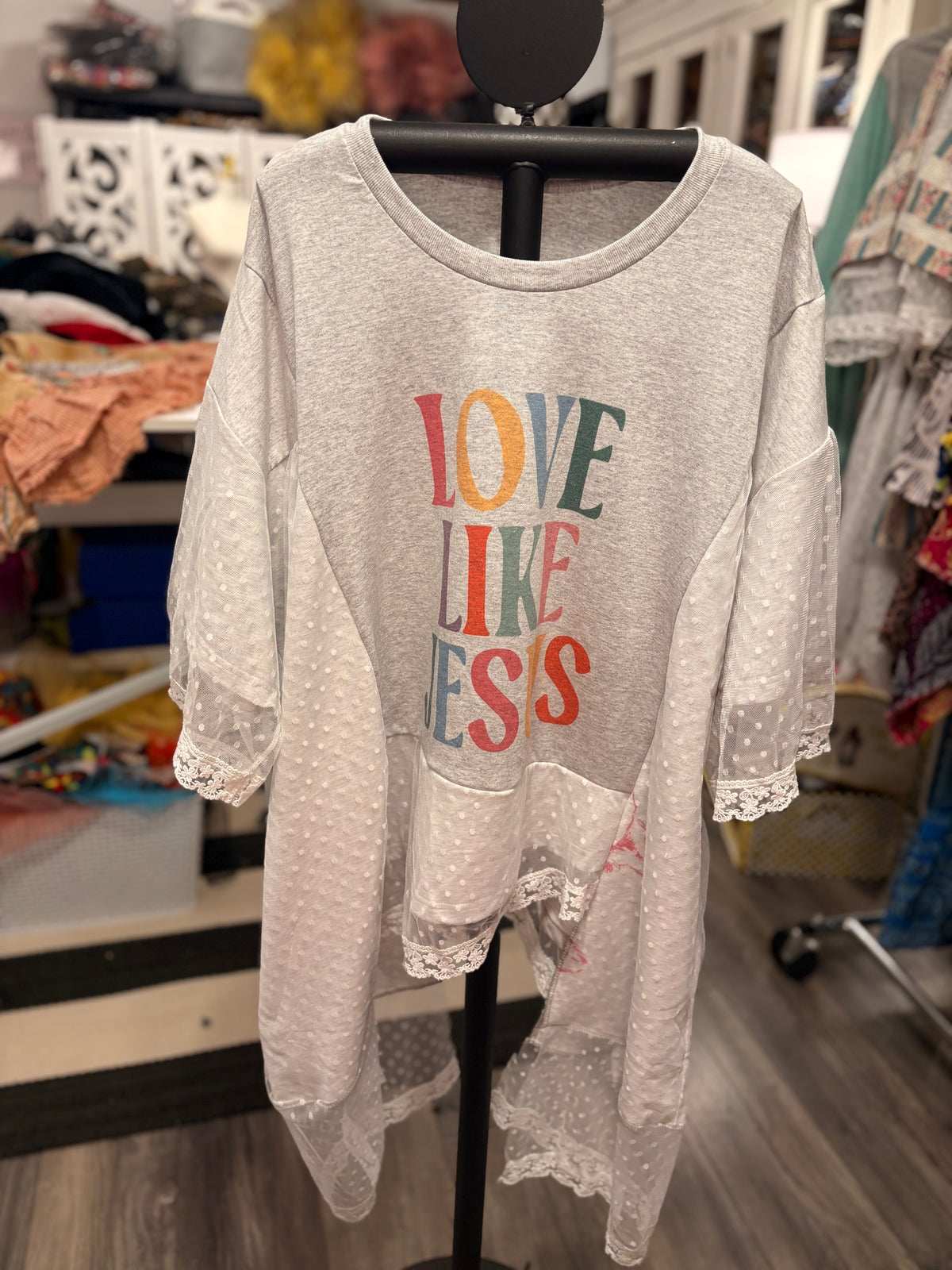 Love Like Jesus Lace Sweatshirt Tee One Size Fits a Small to 3X