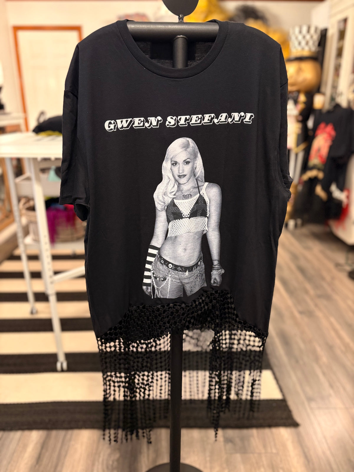 She’s Just a Girl Glam Fringe Asymmetrical Tee One Size Fits Small to Large