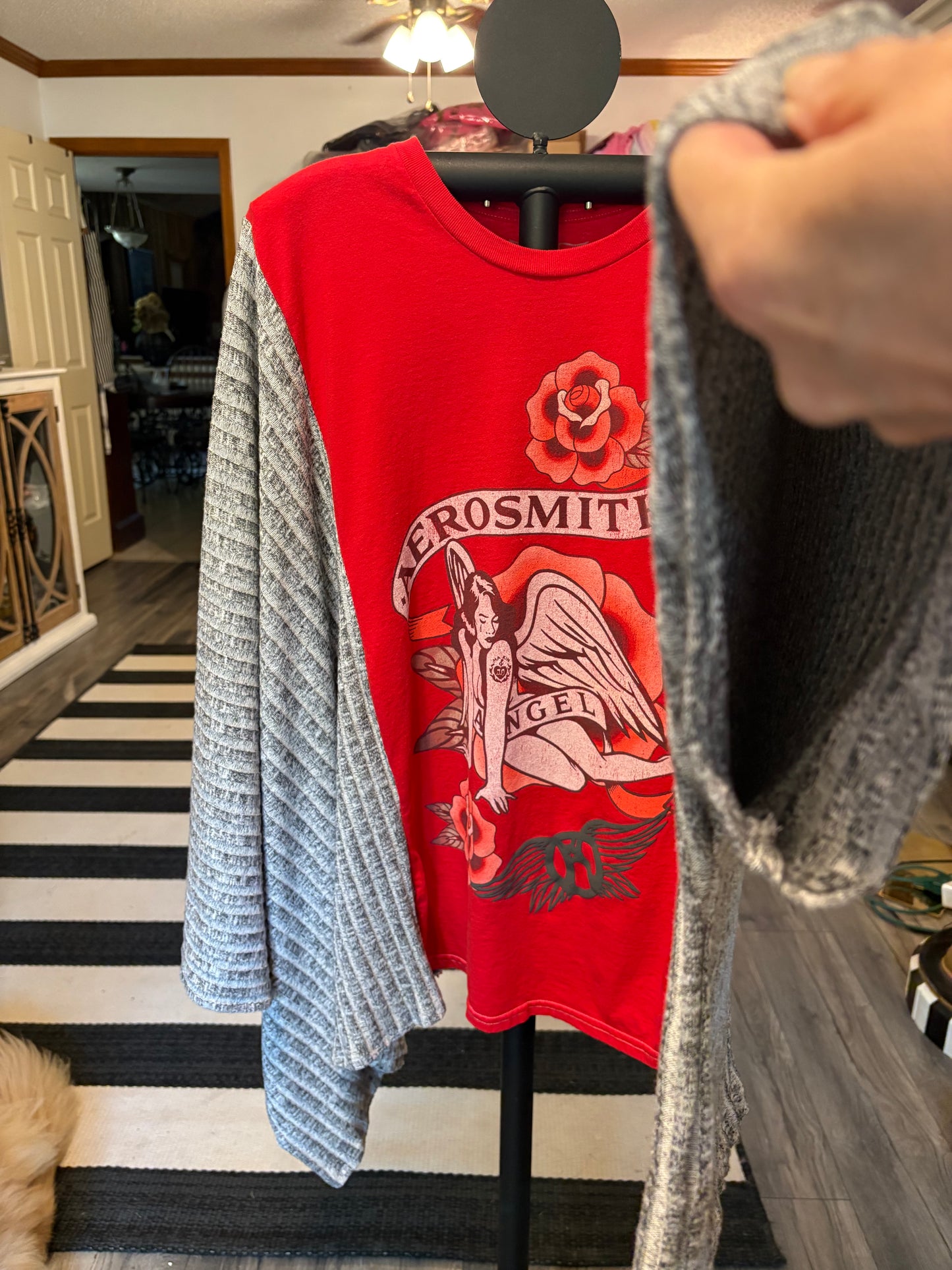 Aerosmith Upcycled Drop-Sleeve PONCHO Tee One Size Fits a Large to 4X