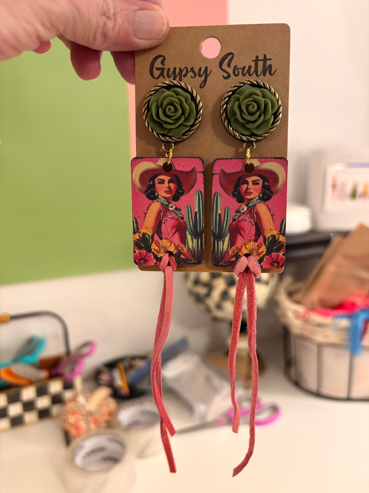 I Wanna Be A Cowgirl Handcrafted Wooden Earrings