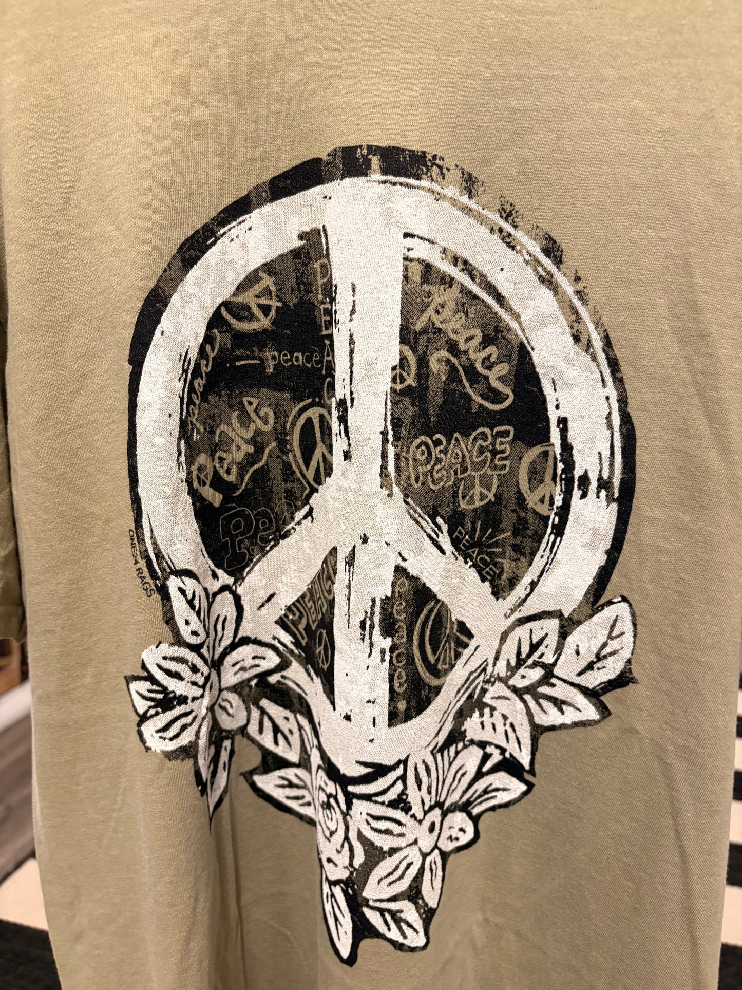 Peace and Love Lace Bottom Tee Dress OVERSIZED Fits a Small to Large