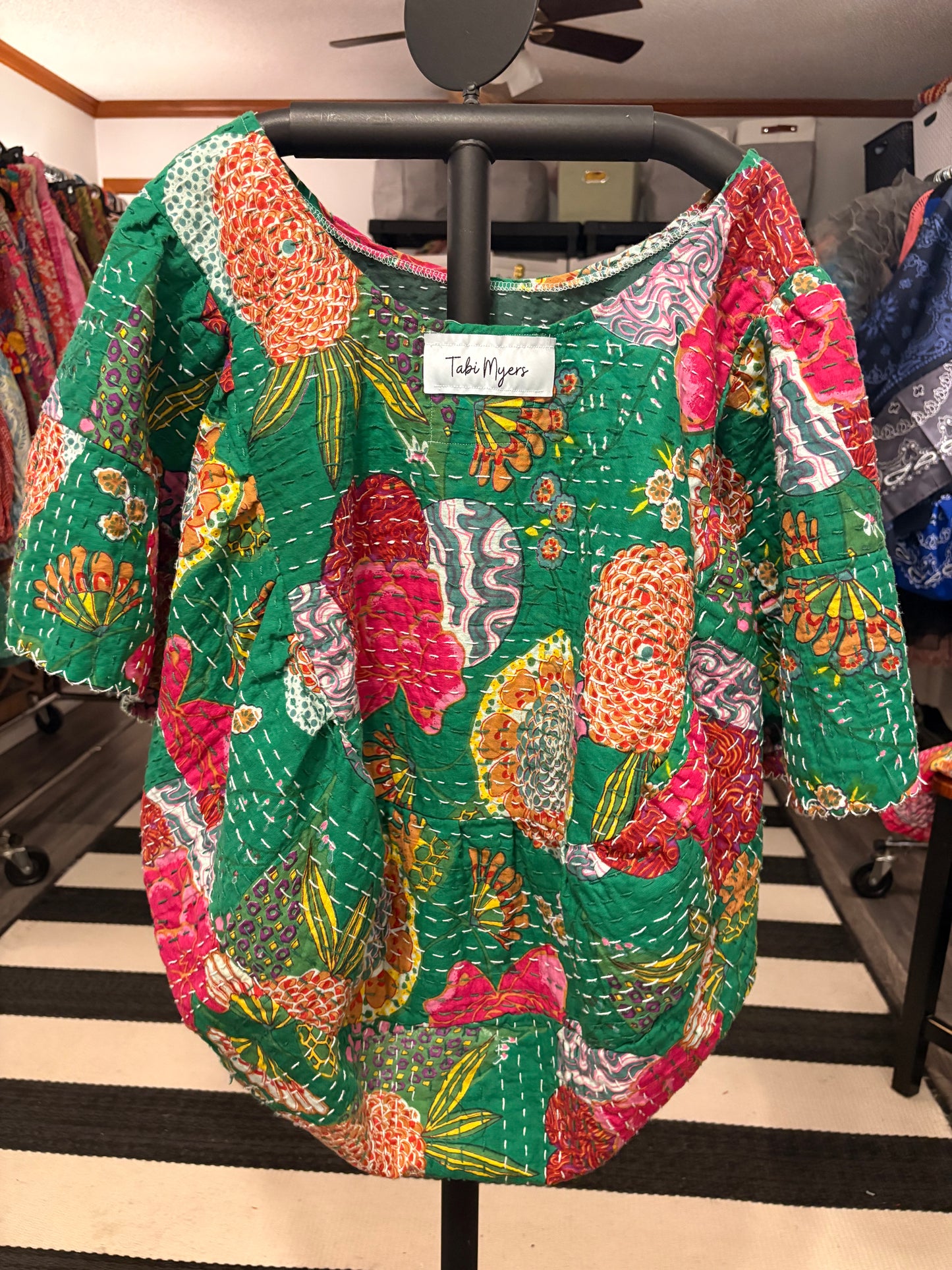 Endora Kantha Circle Top One Size Fits a Small to 3X