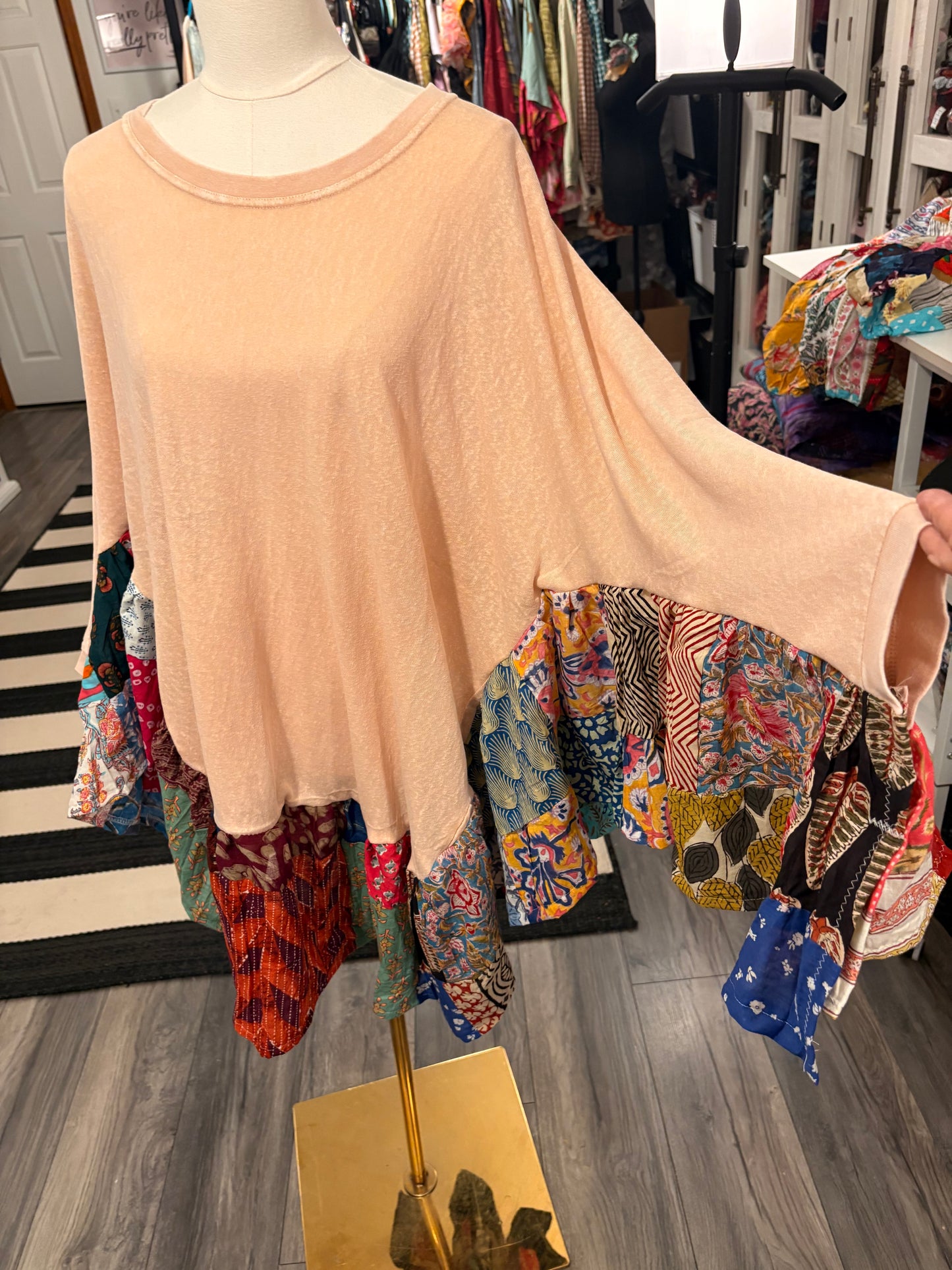 Madeline Upcycled Butterfly Poncho One Size Fits a Large to 3X