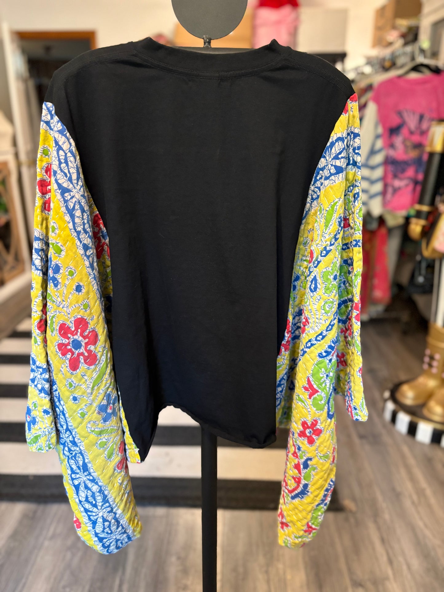 School House Rock Upcycled Vintage Kantha Poncho Tee Fits A Size Small to XXL