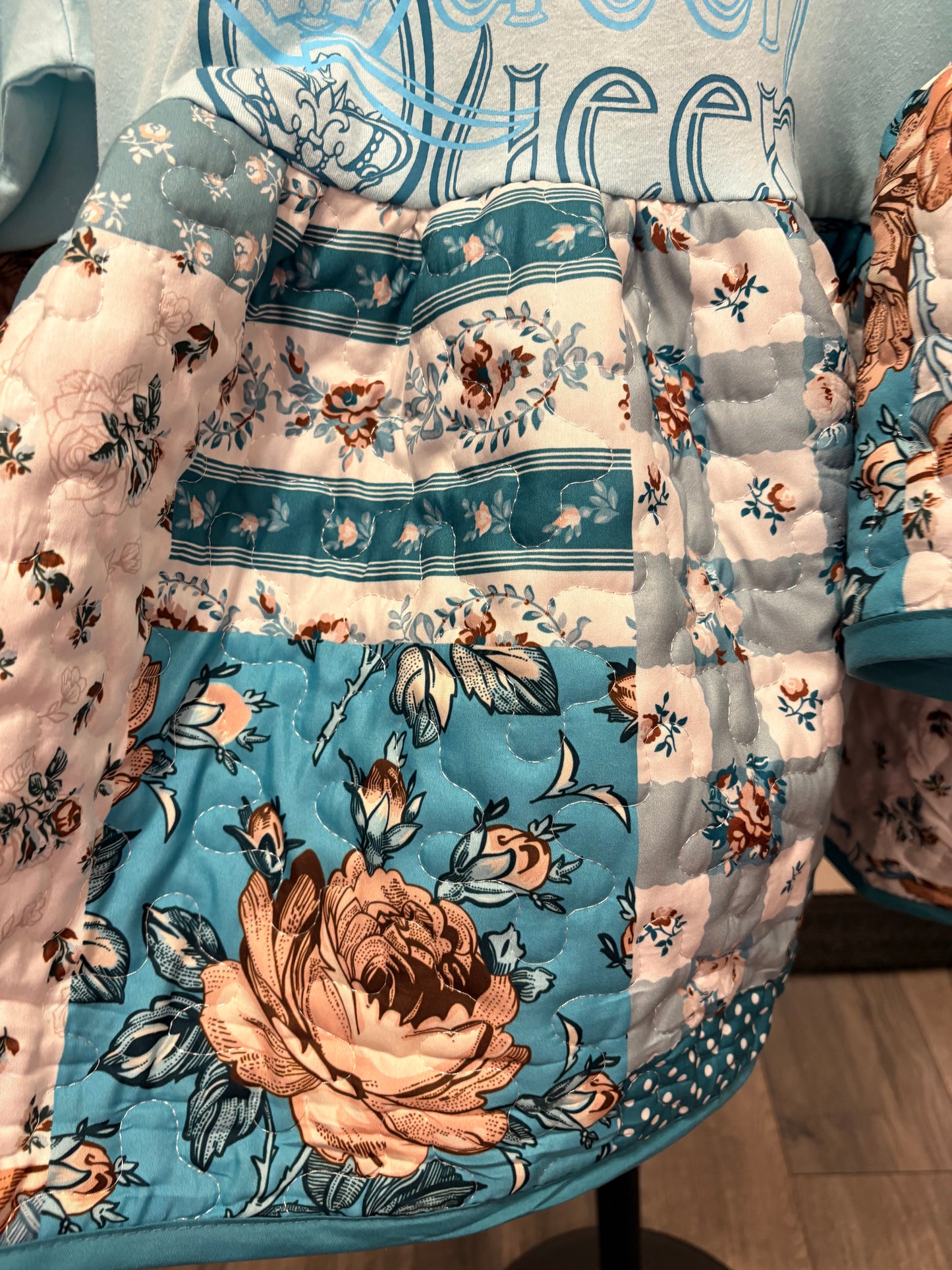 Bohemian Rose Upcycled Quilt Top One Size Fits Large to 3X Oversized!