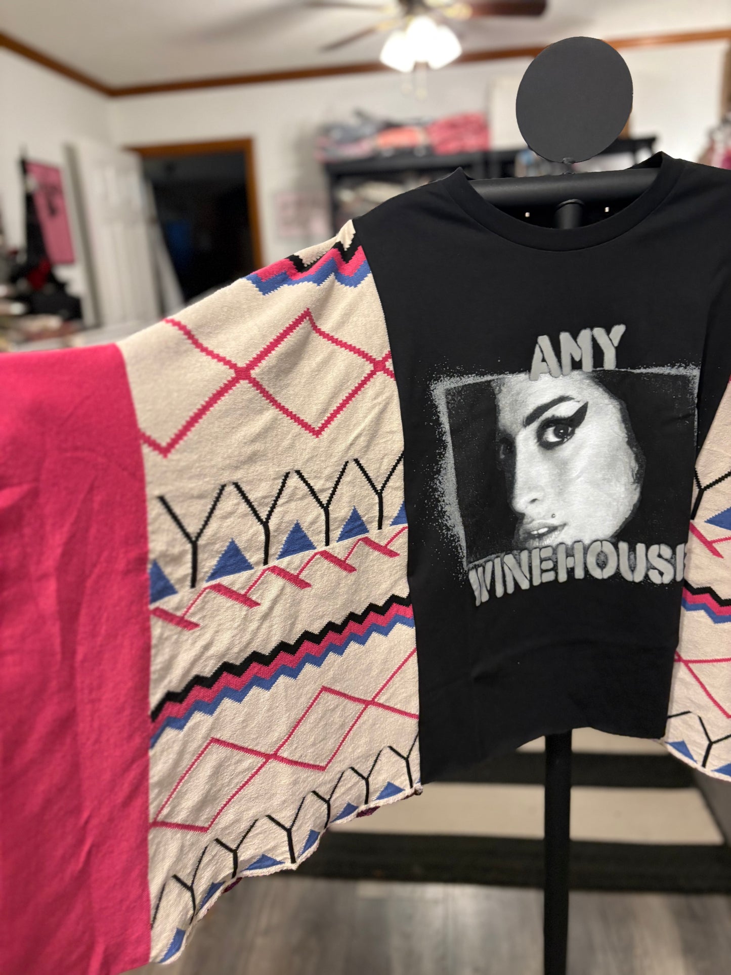 Amy Winehouse Upcycled Drop Sleeve Poncho One Size Fits a Small to XL