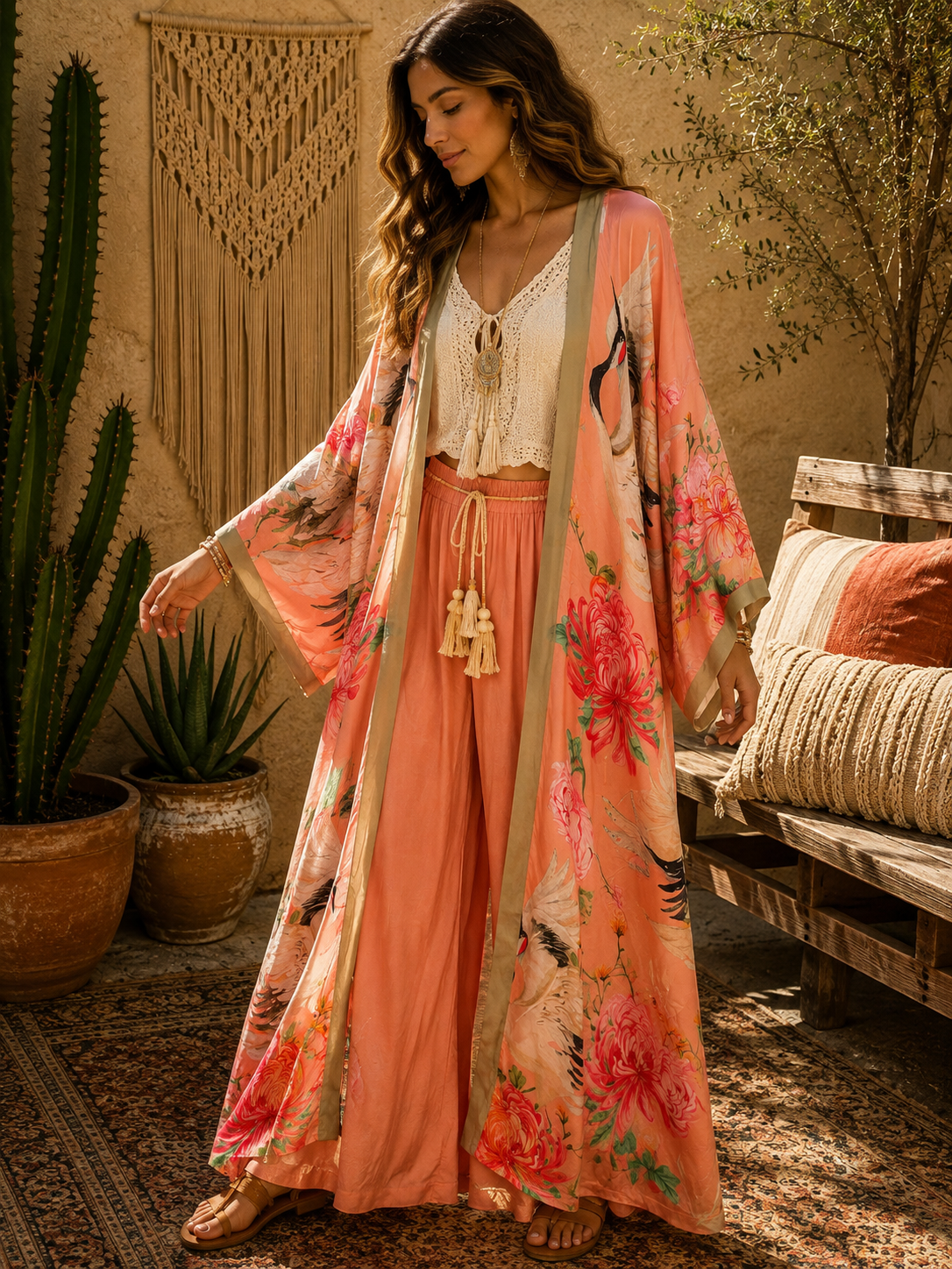 Legend of the Crane Kimono by Aratta One Size Fits a Small to 3X