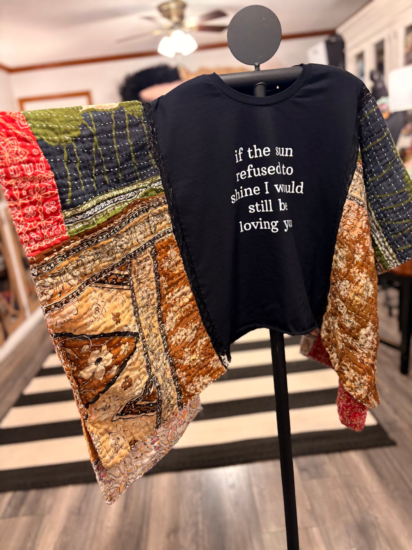 Still Be Loving You Upcycled Kantha Poncho One Size Fits a Small to XL