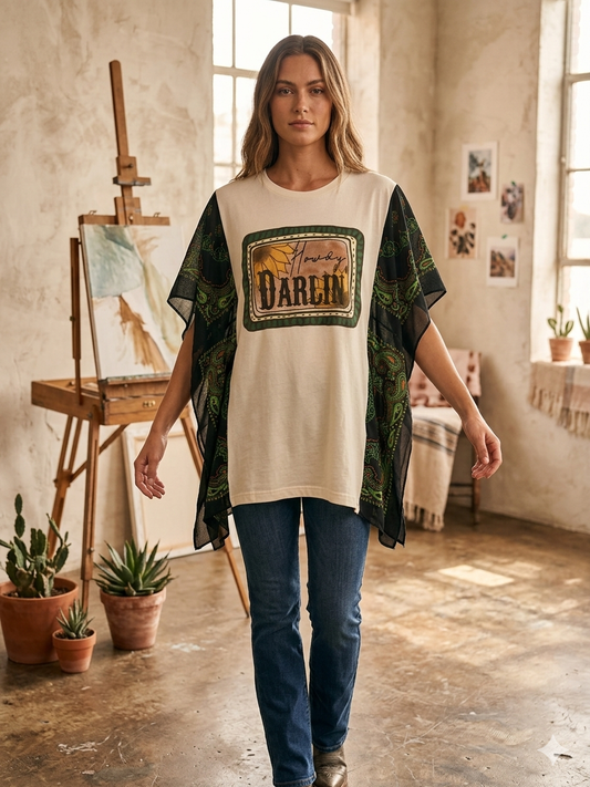 Howdy Yall Bandana Poncho Tee Fits a Small to Large to 3X