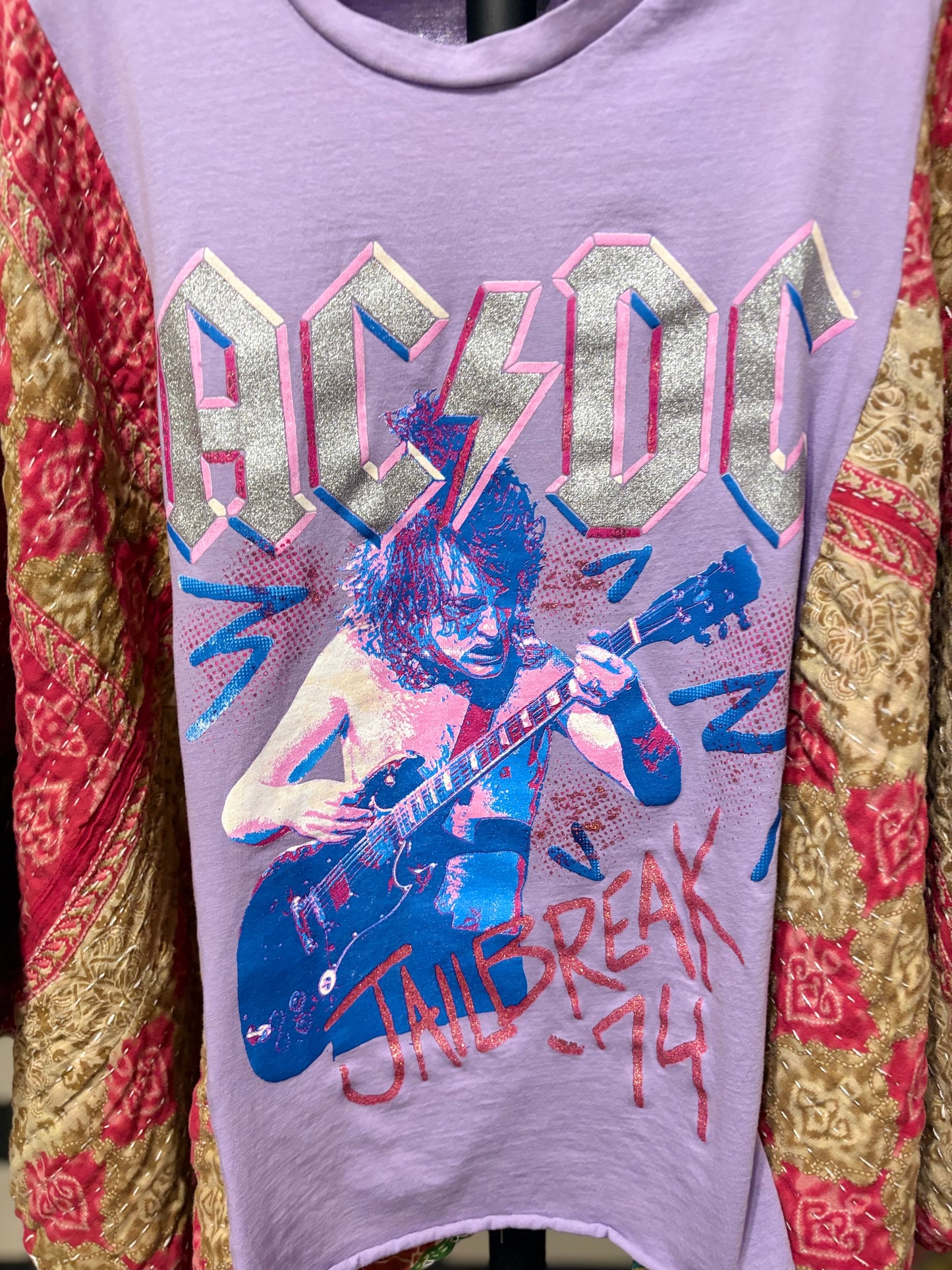 AC/DC Upcycled Vintage Kantha Poncho Tee One Size Fits A Small to XXL (6-16)