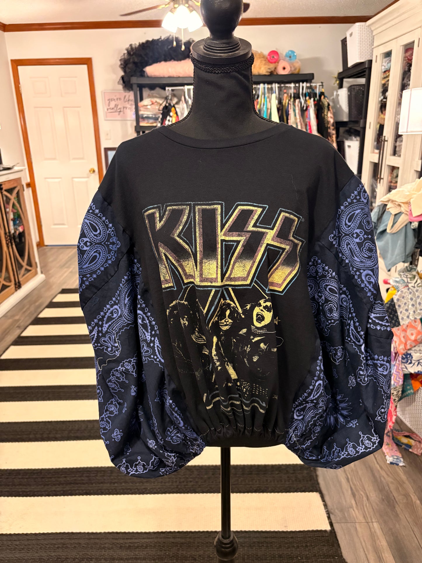 Rock and Roll All Night Bubble Bandana Sleeve Tee Fits a Small to XXL