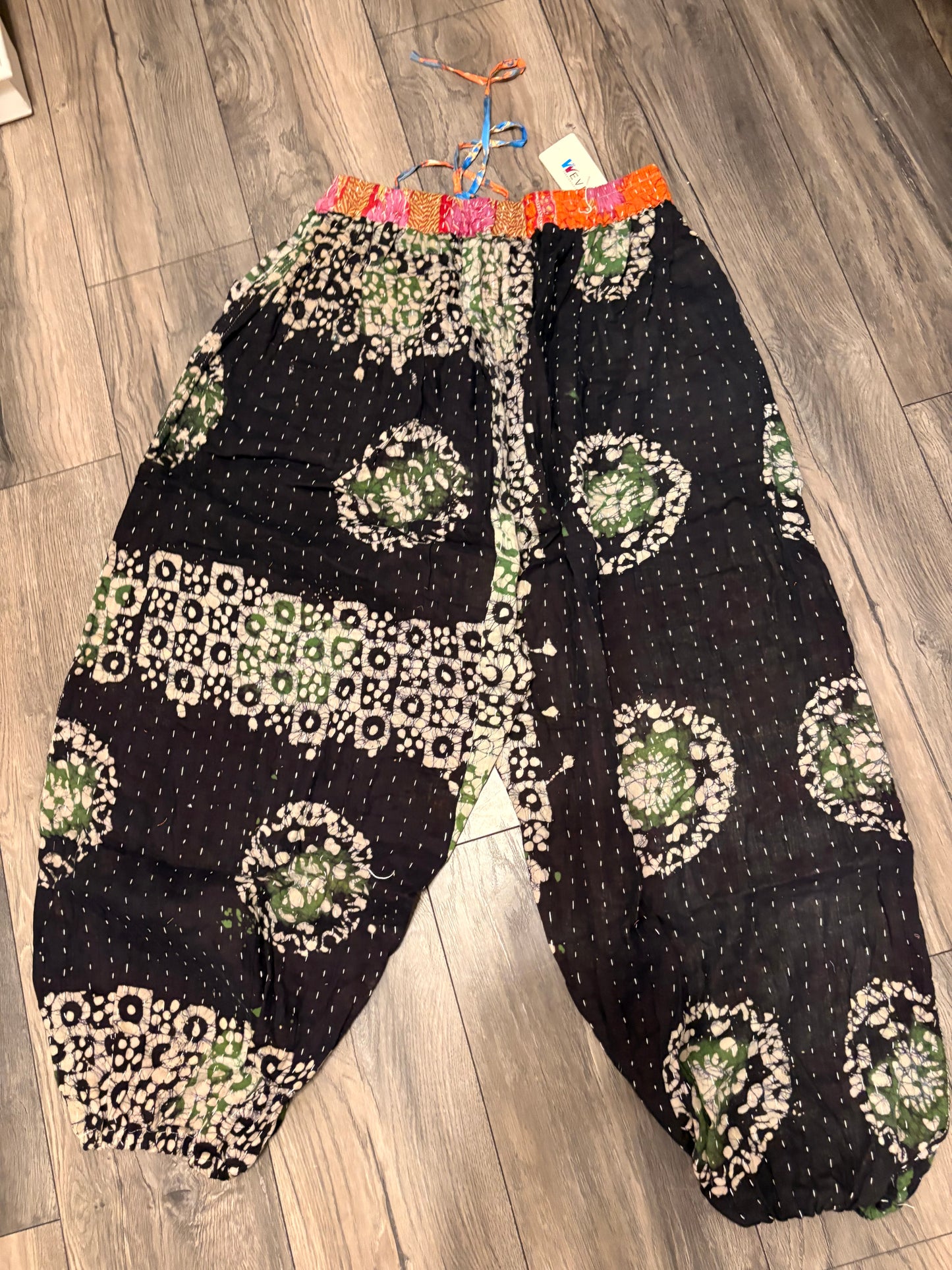 Patti Women Vintage Kantha Quilt Cotton Reversible Harem Pant One Size Fits Size 4-16