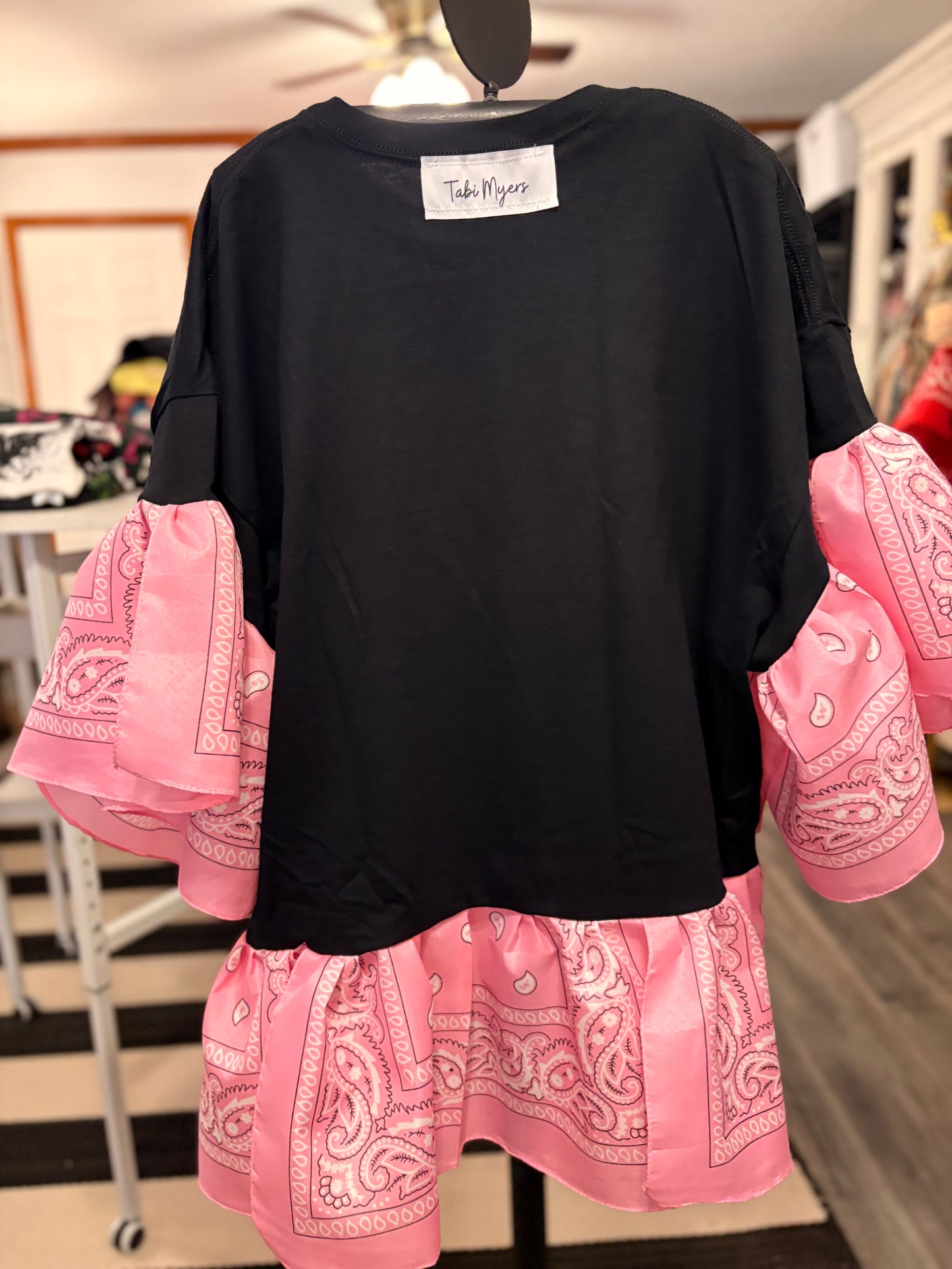 Dolly Pretty In Pink Ruffled Bandana Top One Size Fits a Small to 2X