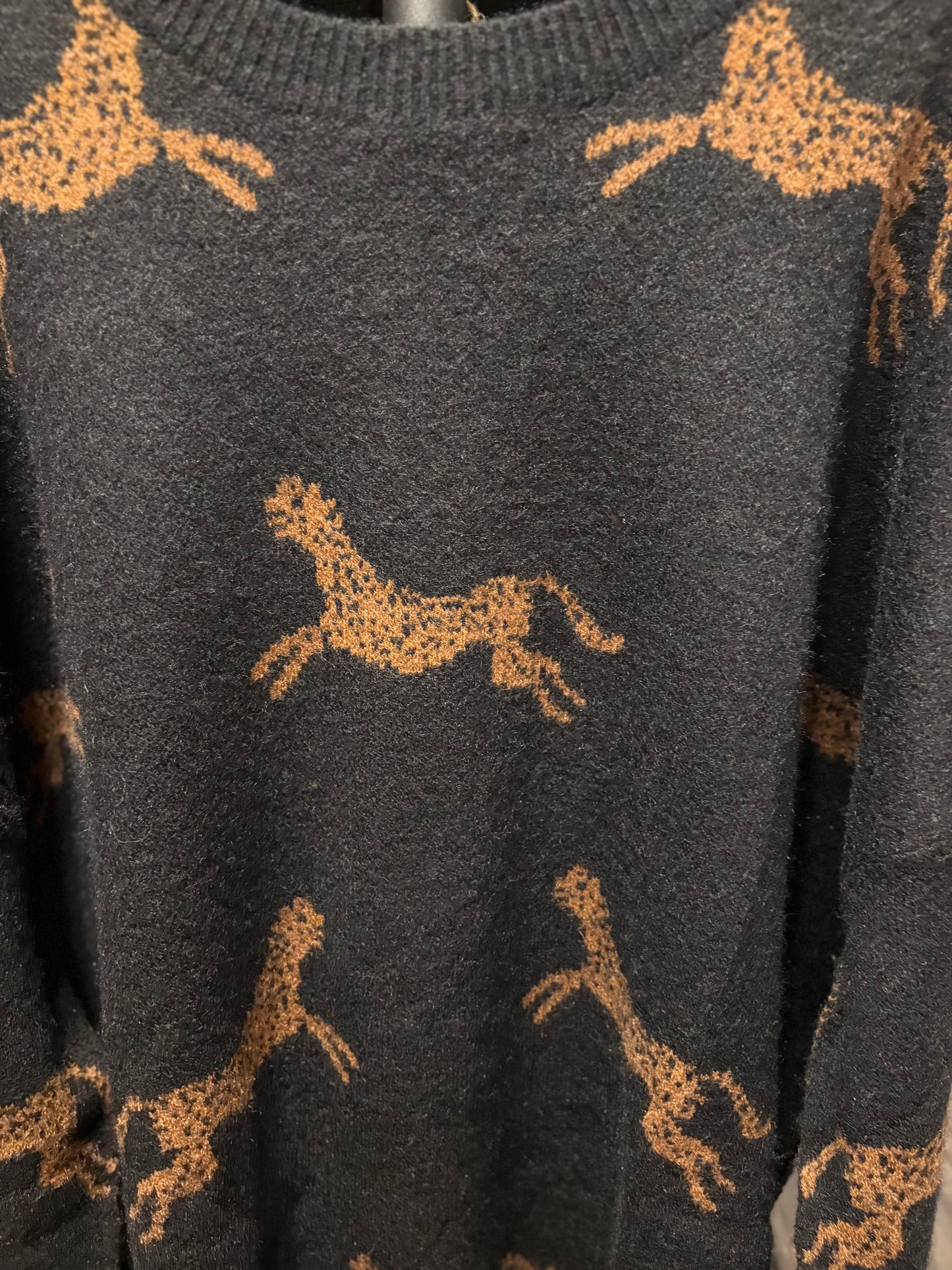 Easel Black Cheetah Sweater Plus Size