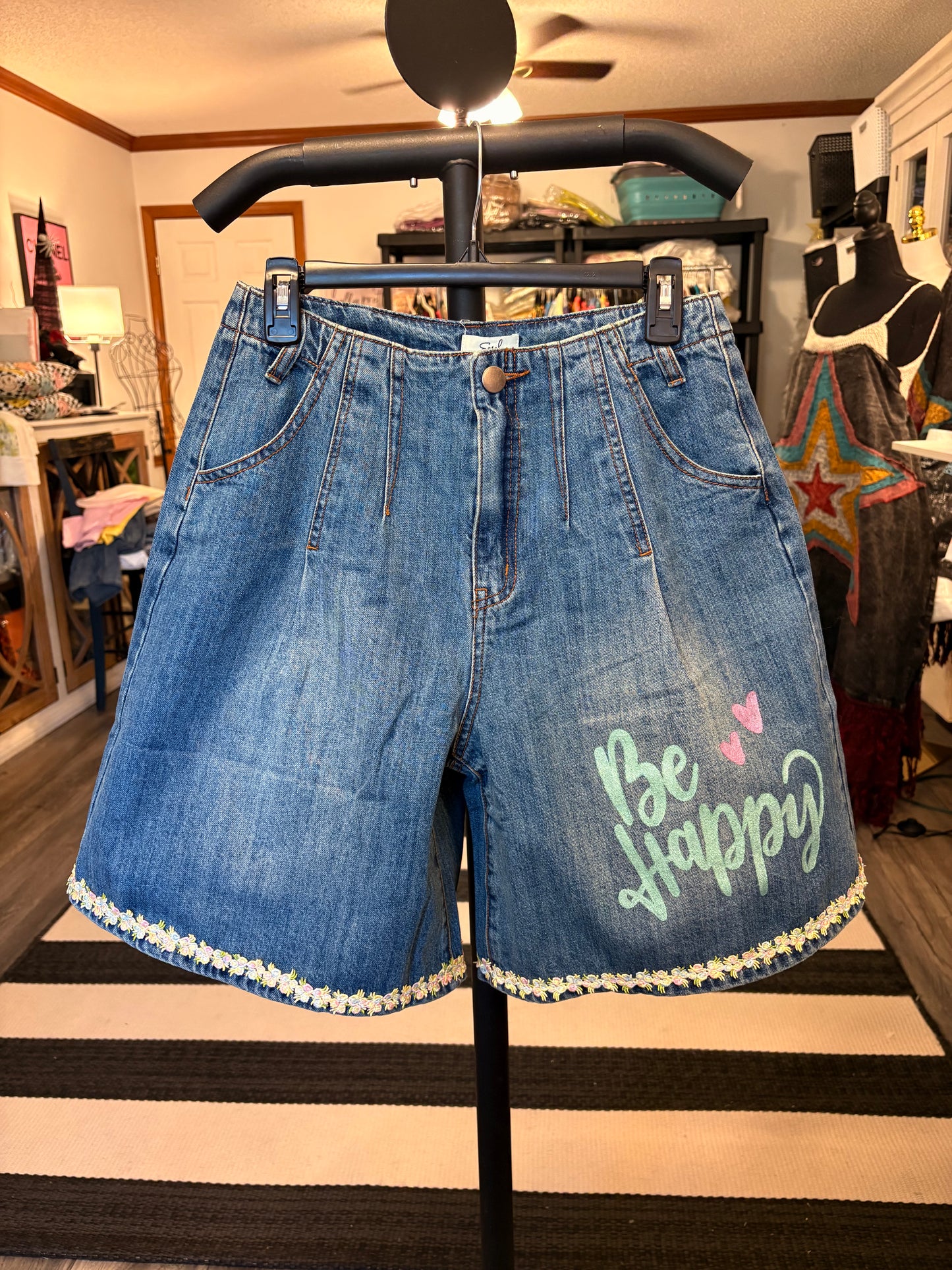 Be Happy Refashioned Junk Jean Short Size Small 2/4