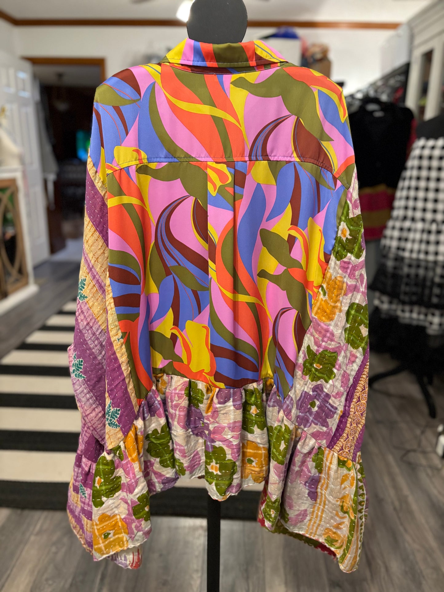 Groovy Upcycled Long Top One Size Fits a Large to 4X