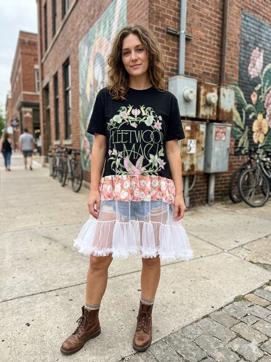 Fleetwood Mac Upcycled Rockstar Hi/Lo Top One Size Fits a Small to Large