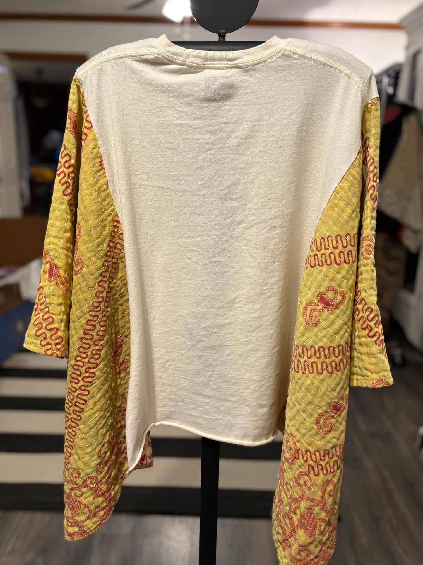 MTV Upcycled Vintage Kantha Poncho Tee Fits A Size Small to XXL