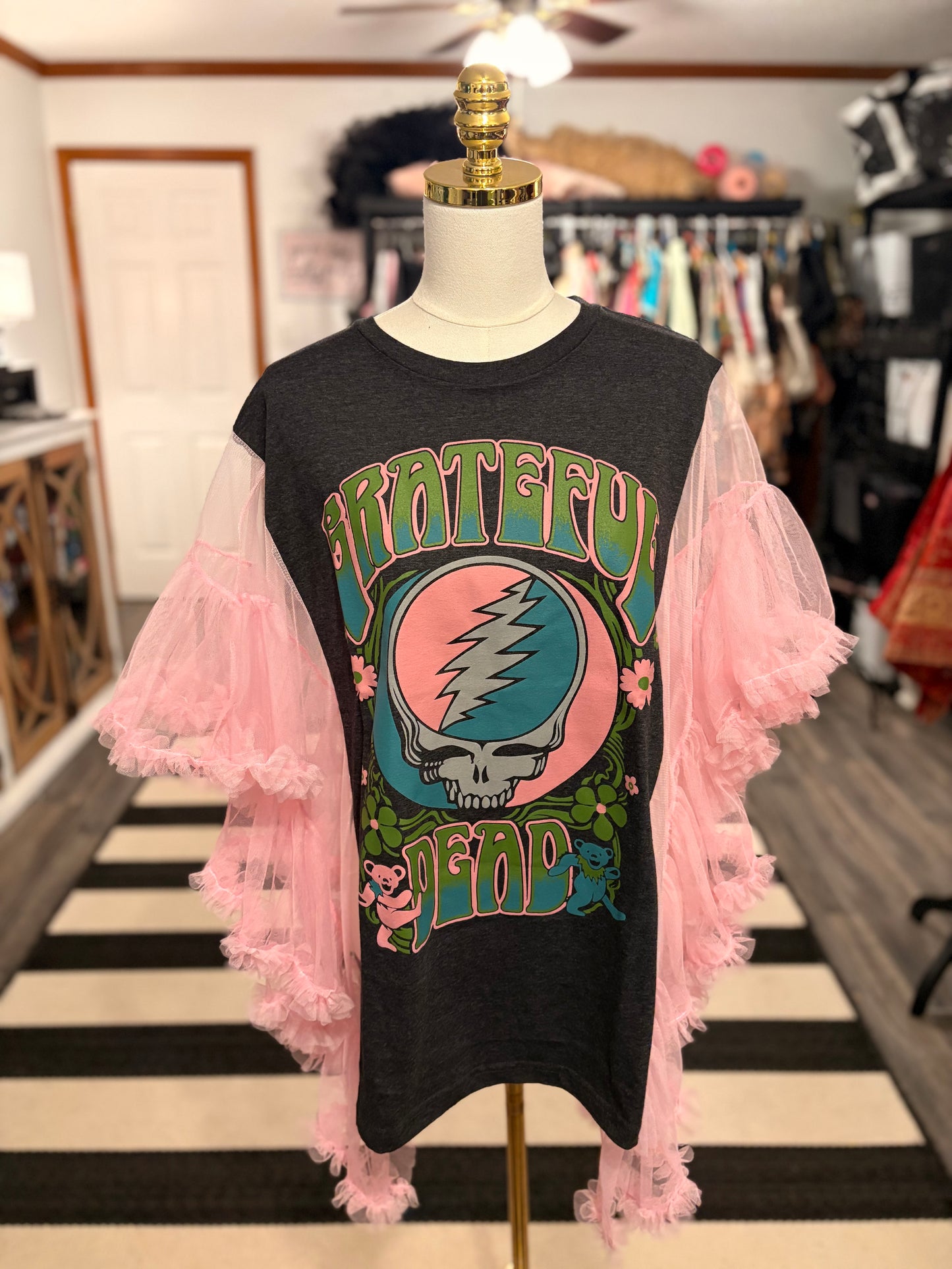 Dead Pink Upcycled Rockstar Poncho One Size Fits a Small to XL