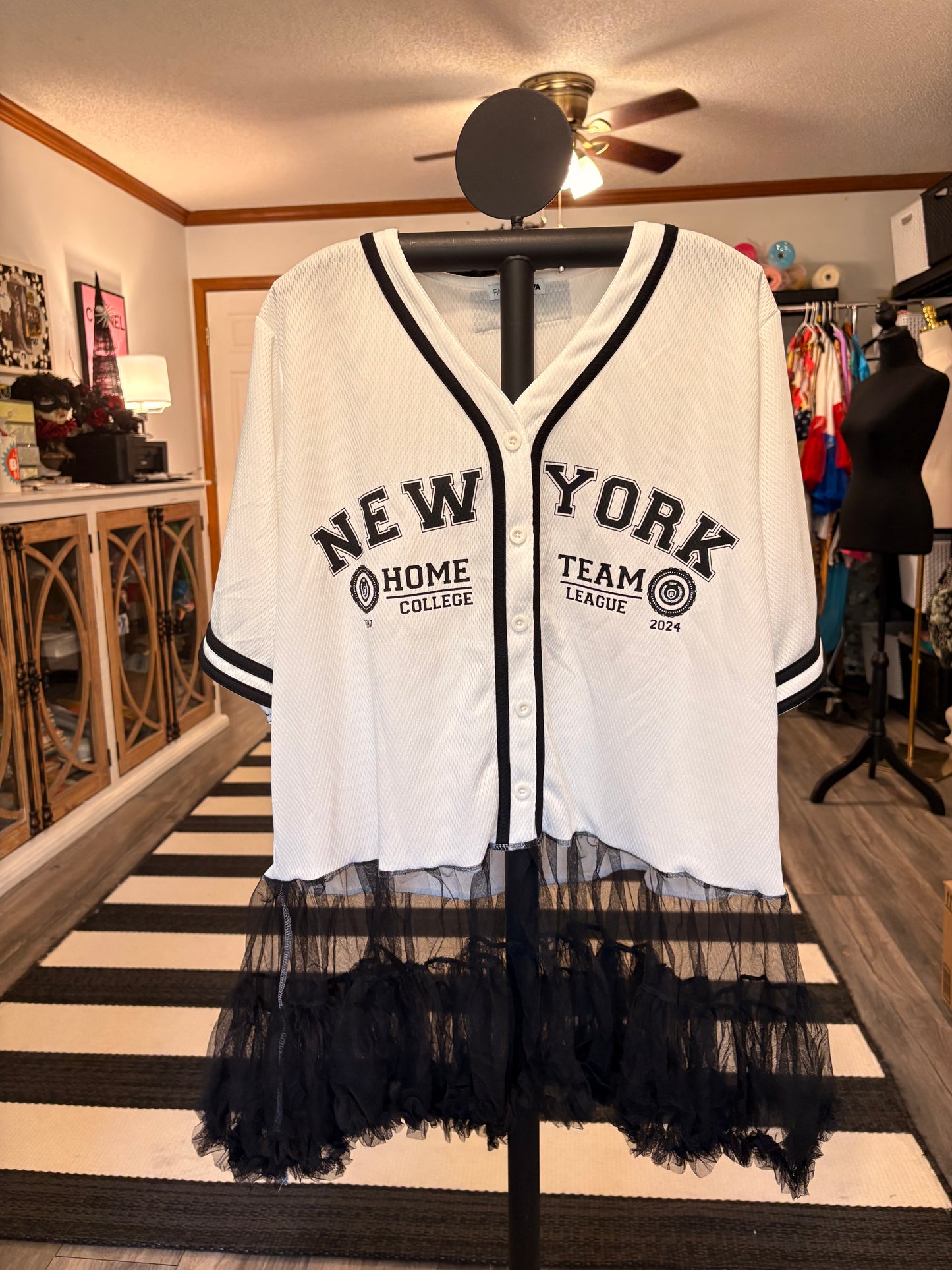 New York Baseball Jersey Upcycled Rockstar Dress One Size Fits a Small to XXL