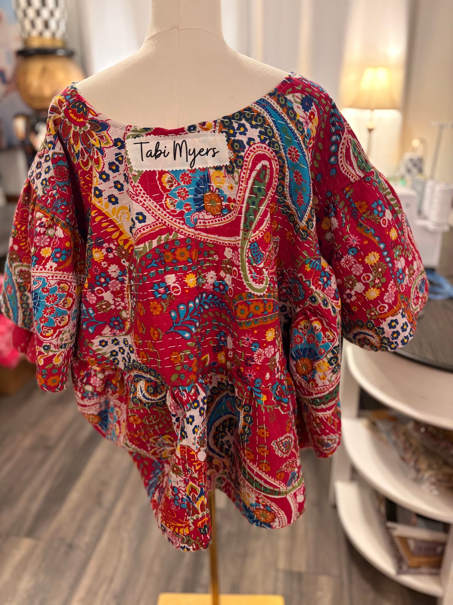 Paisley Kantha Circle Top One Size Fits a Small to 3X