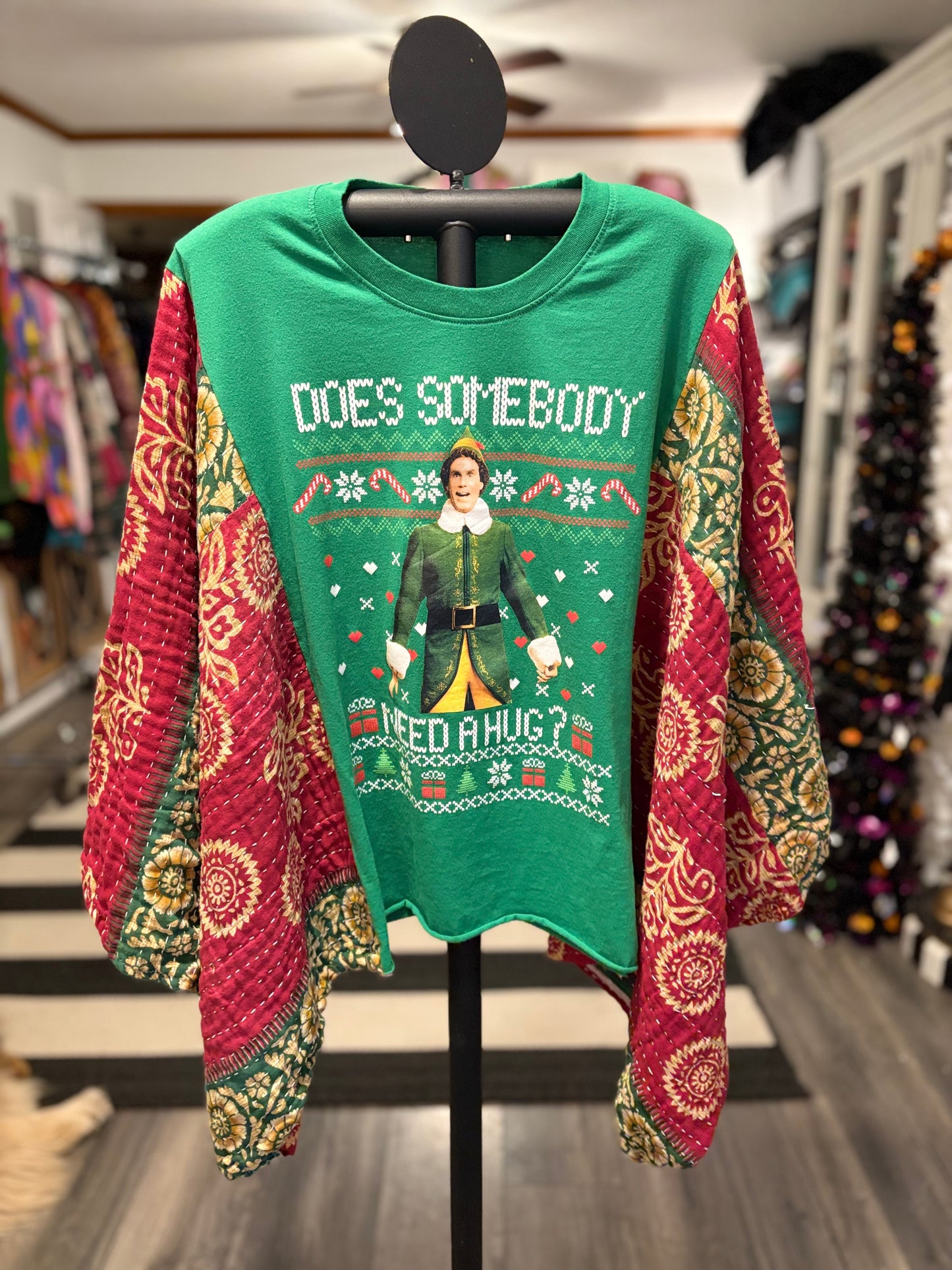 Does Somebody Need a Hug Vintage Kantha Poncho Tee One Size Fits a Small to XXL